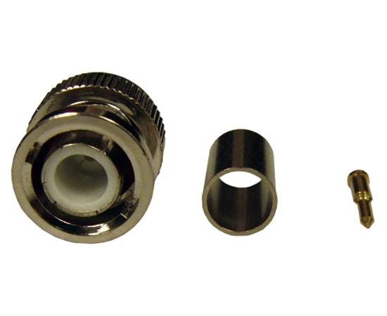 BNC Male Connector for RG59 Cable - 3 Pack Gold Plated Crimp Style Coaxial Connectors for CCTV, Security Cameras & AV Equipment