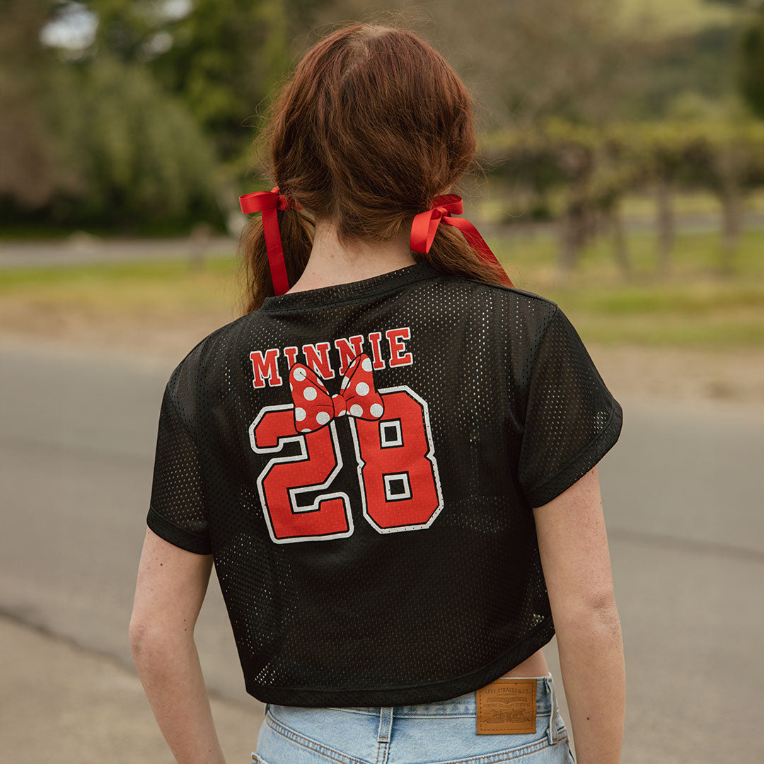 Disney Minnie Mouse Jersey - Black Official Licensed T-Shirt for Women & Girls | Perfect for Disney Parks, Halloween Costumes & Fan Gifts
