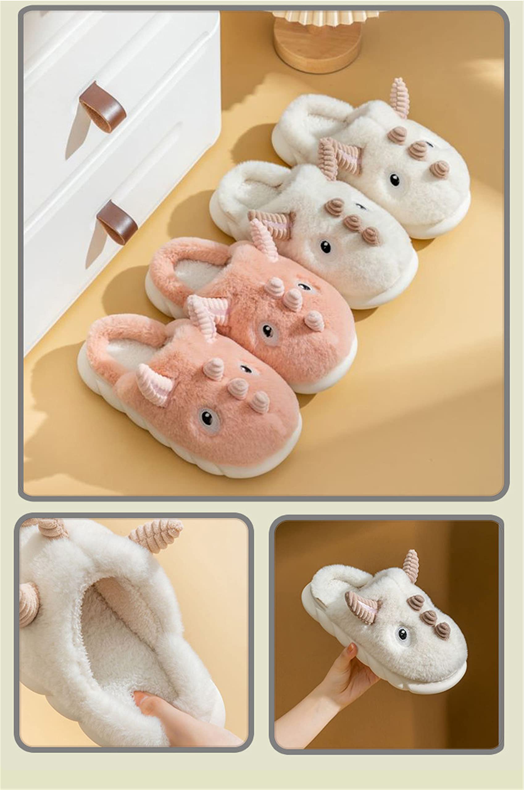 Cozy Women's Animal Slippers - Warm Plush Sheep & Dinosaur House Slippers for Winter - Funny Fuzzy Indoor/Outdoor Thermal Slippers for Home, Gifts & Lounge Wear