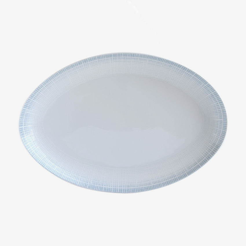Bernardaud Saphir Oval Platter - White & Turquoise Porcelain Serving Dish for Elegant Dining & Entertaining
