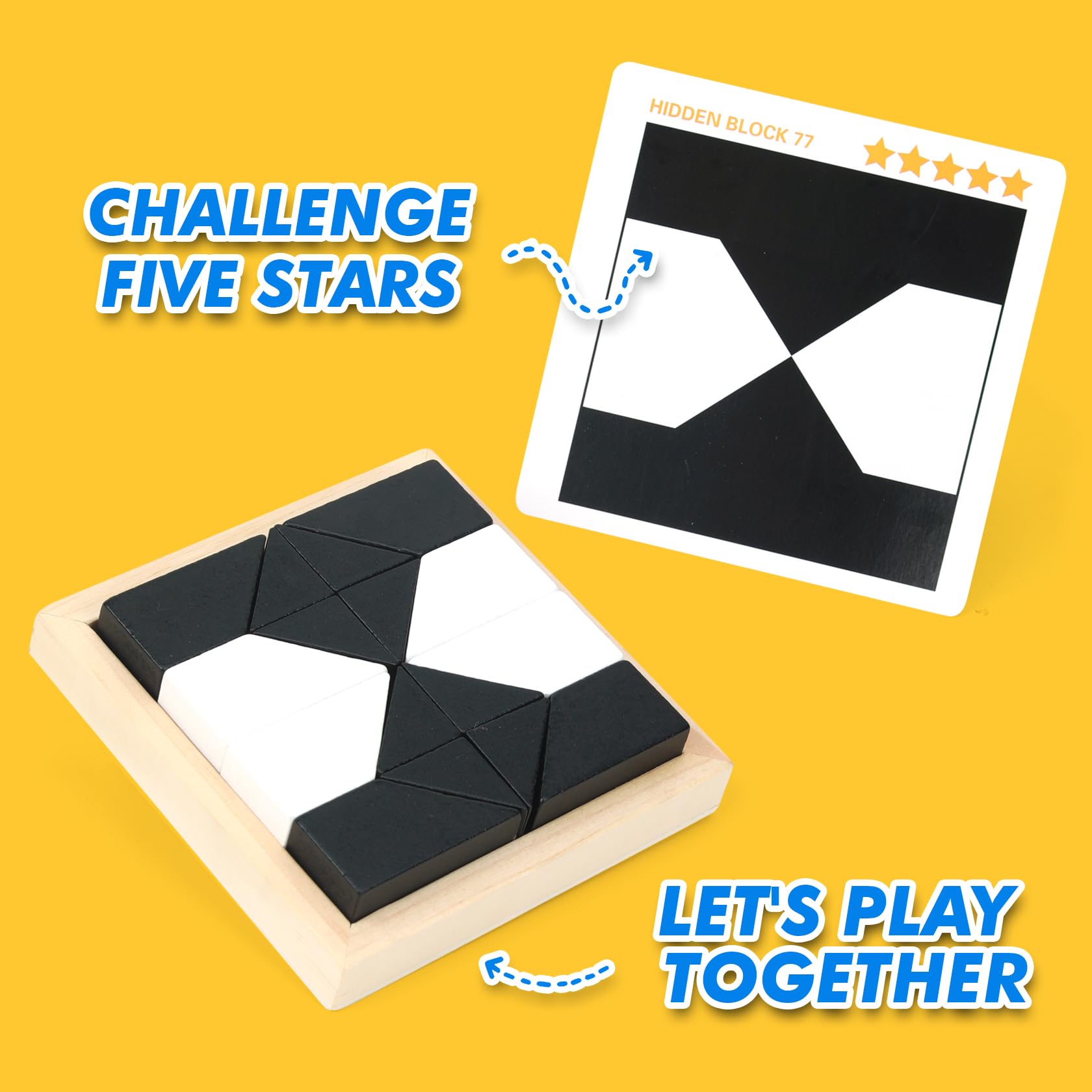 QZMTOY Wooden Blocks Puzzle Table Games - 80 Challenge Brain Teaser, STEM Montessori Educational Toys for Boys & Girls | Travel & Party Games | Stocking Stuffers for Kids | Perfect for Classroom, Home Learning & Family Game Night