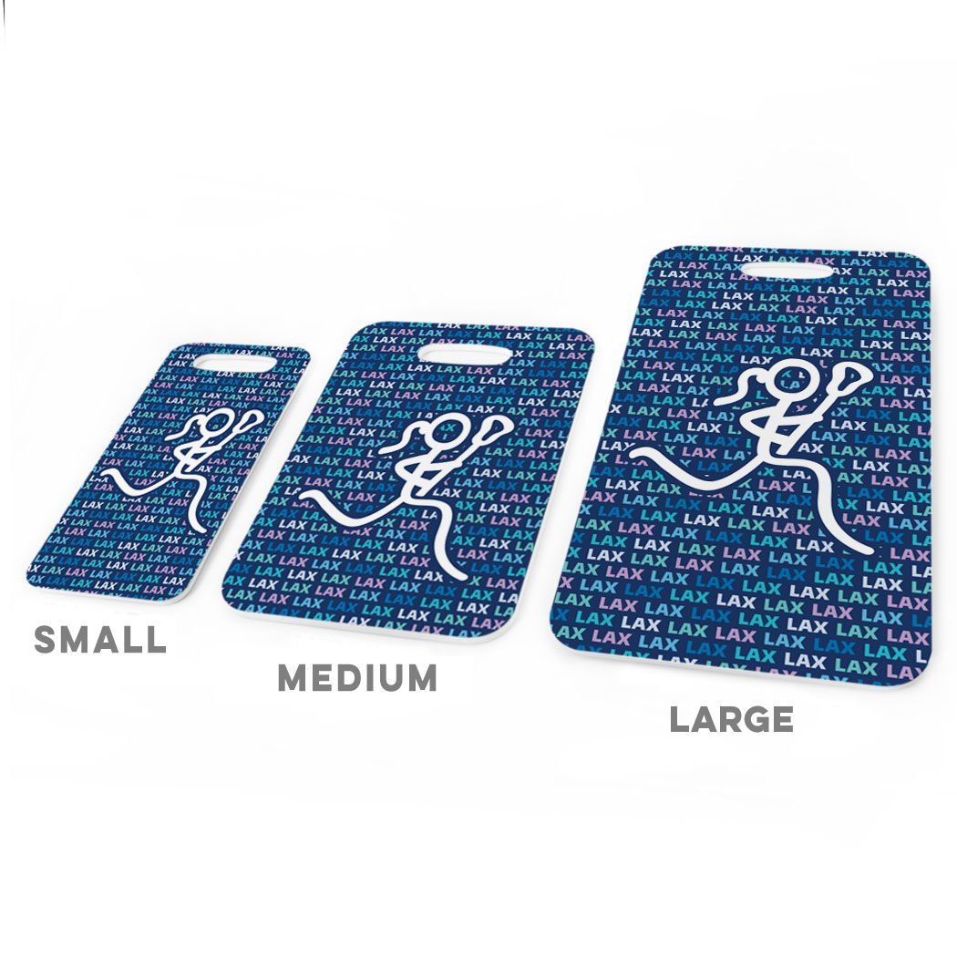 Custom Girls Lacrosse Luggage Tag - Navy Blue Lax Stick Player Design with Personalization | Perfect for Travel Bags, Backpacks & Sports Gear Identification
