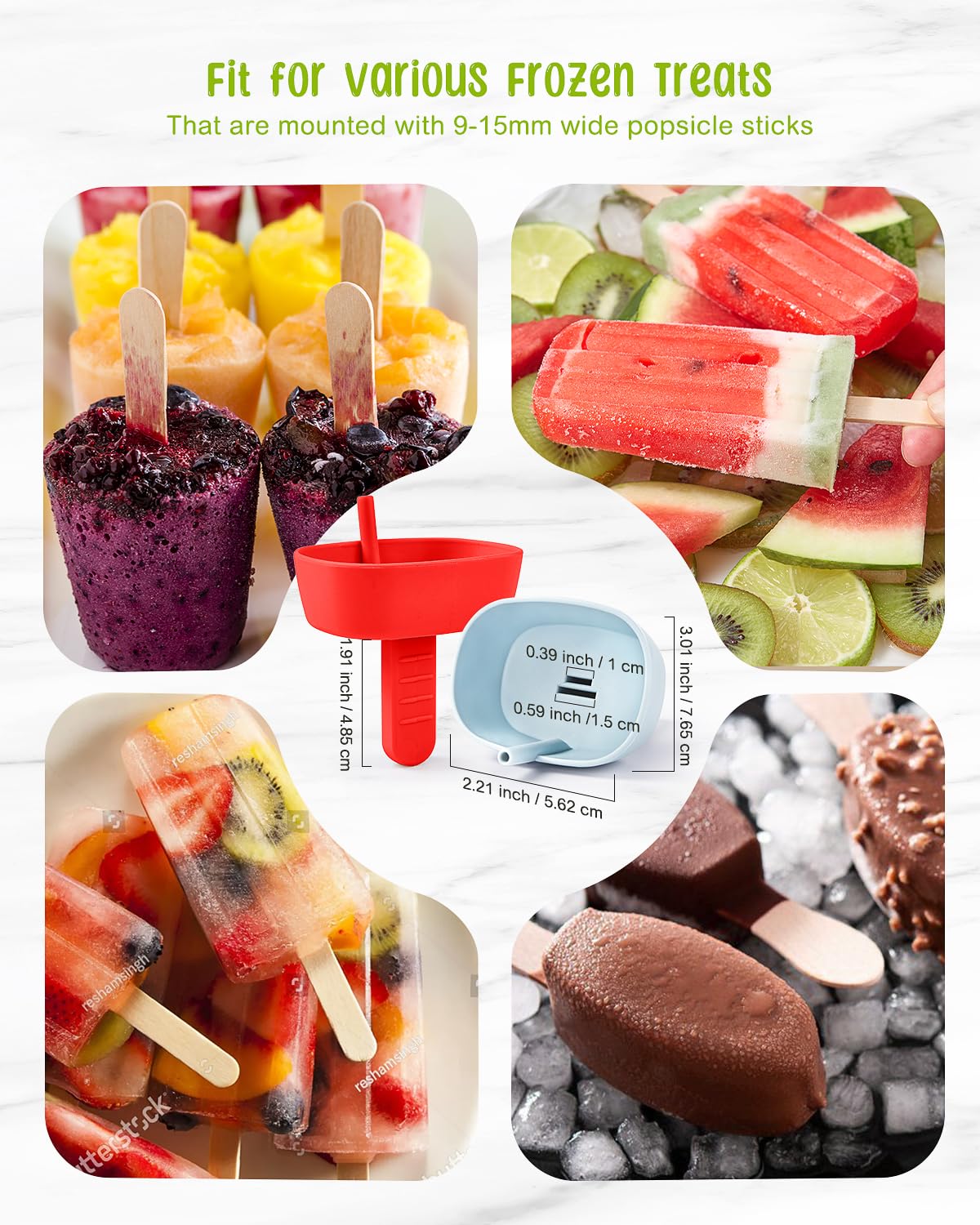 2 Pack No-Drip Silicone Popsicle Holders with Straws for Kids - MEETRUE Mess-Free Frozen Treat Catcher for Toddlers & Babies | Perfect for Summer Snacks, Ice Cream Parties, and Outdoor Picnics
