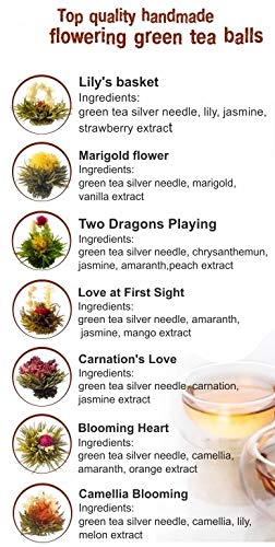 Premium Assorted Blooming Tea Flower Balls - Vanilla, Strawberry, Melon, Orange, Mango, Jasmine & Peach (7-Pack) | Handcrafted Floral Tea for Relaxation, Gifts & Special Occasions