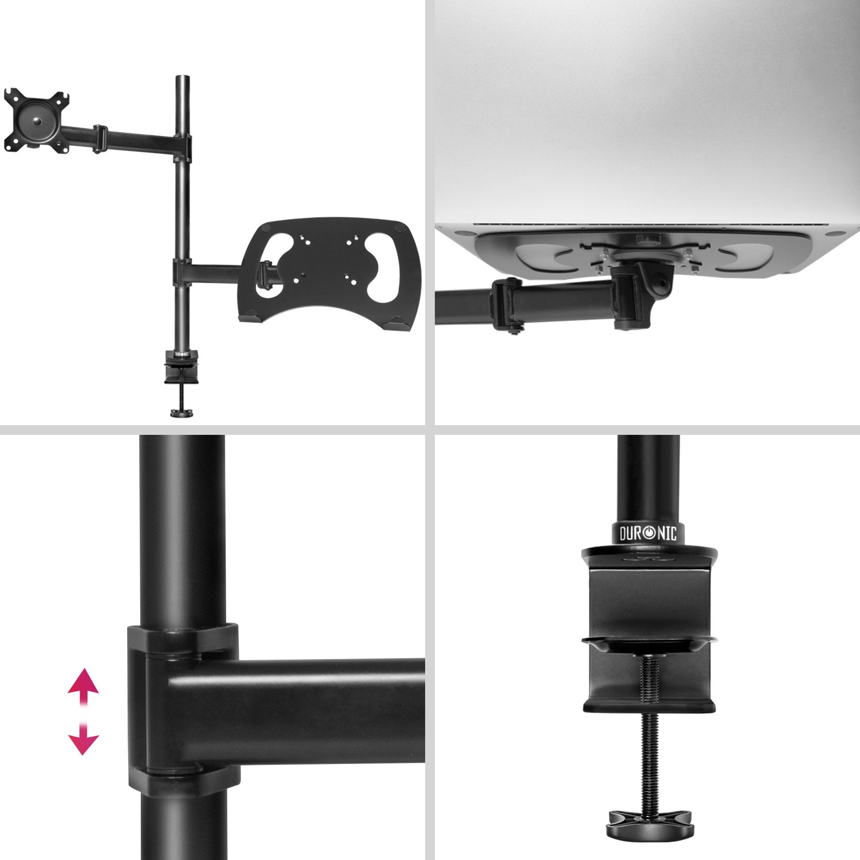 Duronic DM25L1X1 Dual Monitor Stand & Laptop Riser - Adjustable VESA 75/100 Mount for 13-27