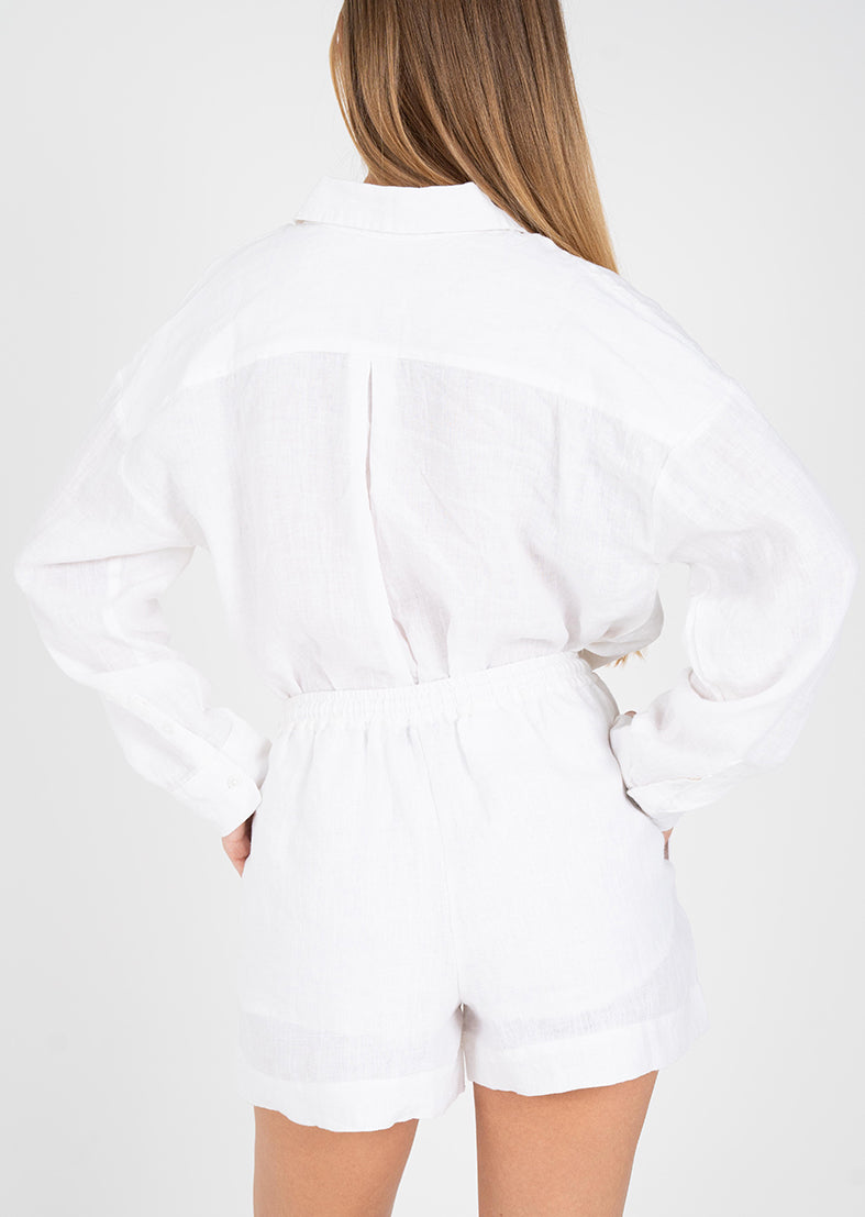 Elevate White Linen Shorts for Women - Breathable & Comfortable Summer Casual Wear for Beach, Travel & Lounge