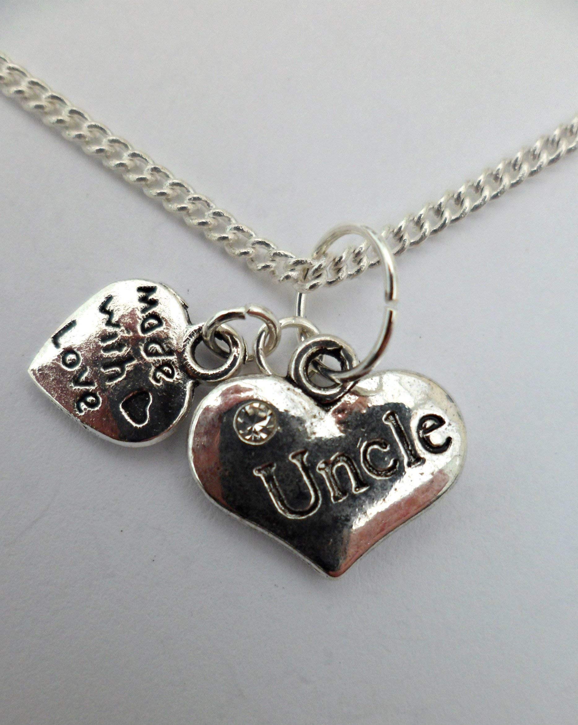 Sterling Silver Plated Heart Pendant Necklace for Men - Uncle Gift with Gemstone Charm - Perfect for Birthdays, Anniversaries & Father's Day
