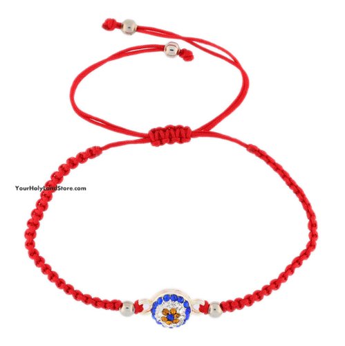 Evil Eye Red String Bracelet with CZ Crystals - Kabbalah Protection Jewelry for Women