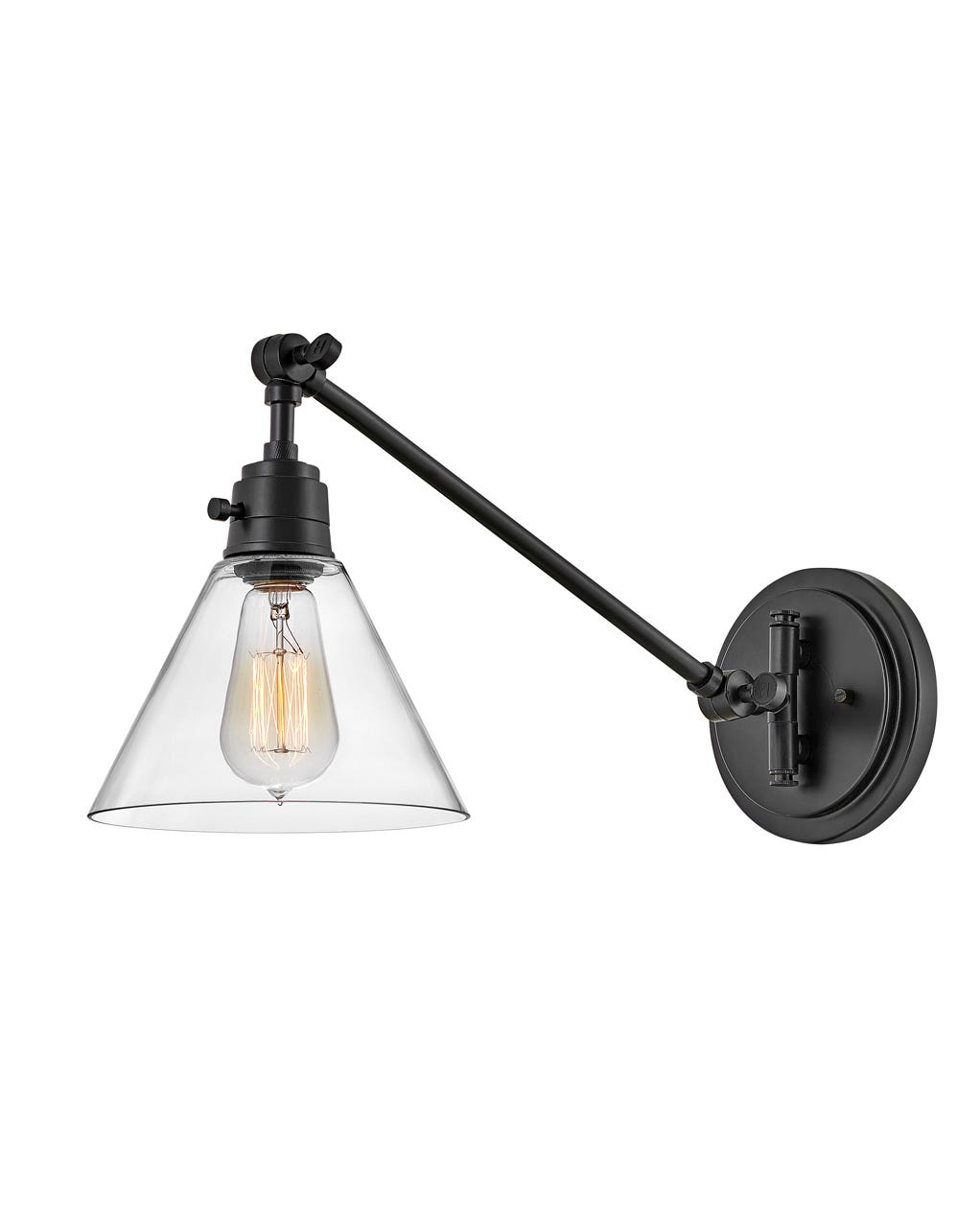 Briley Arm Sconce Wall Light - Modern Industrial Wall Lamp for Living Room, Bedroom, Hallway - Adjustable Swing Arm Wall Sconce with Matte Black Finish