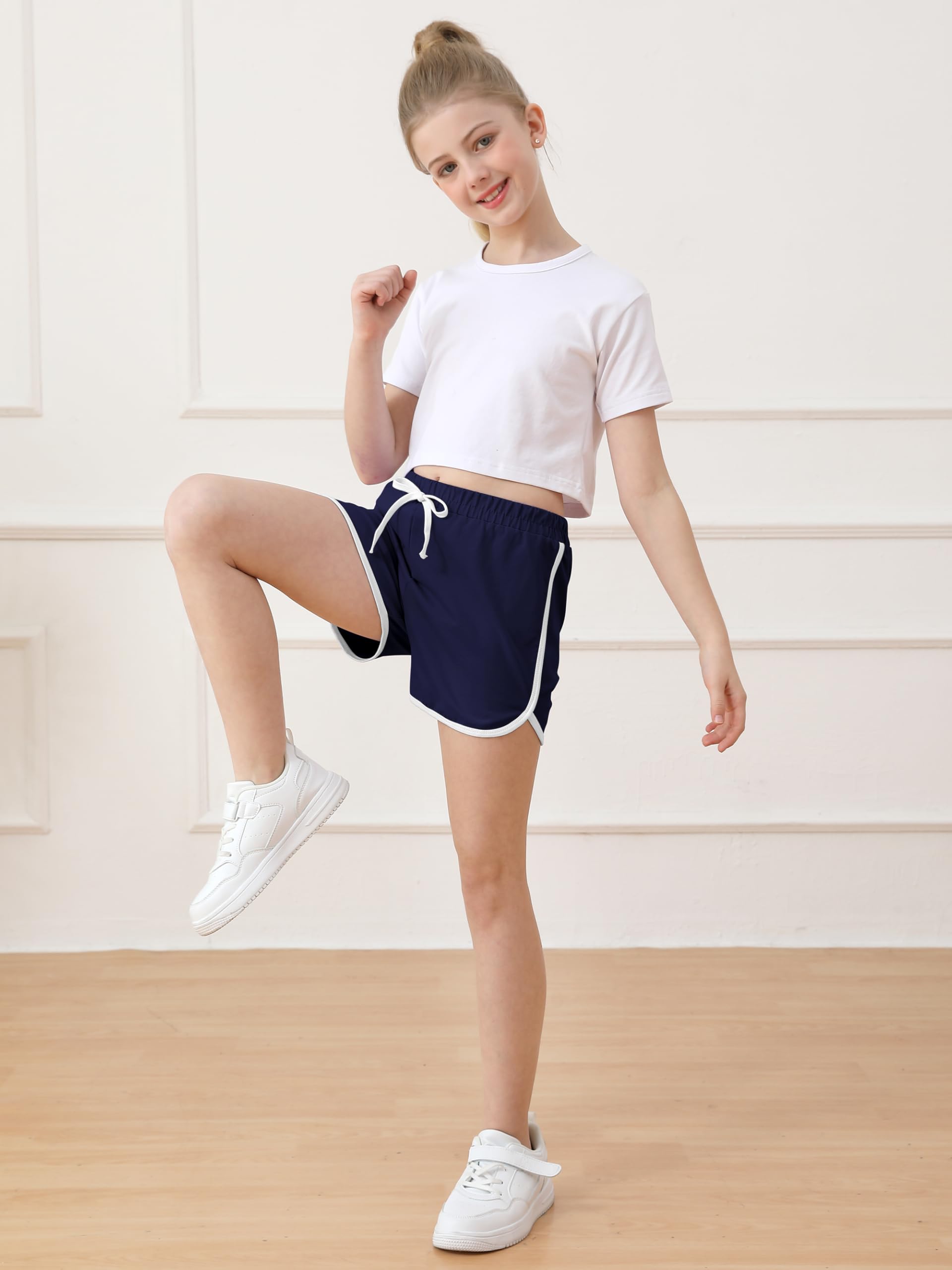 Resinta 5-Pack Girls' Cotton Athletic Shorts - Breathable Running Shorts for Toddlers, Summer Activewear, Yoga & Playtime - Perfect for Sports, Gym, and Outdoor Activities