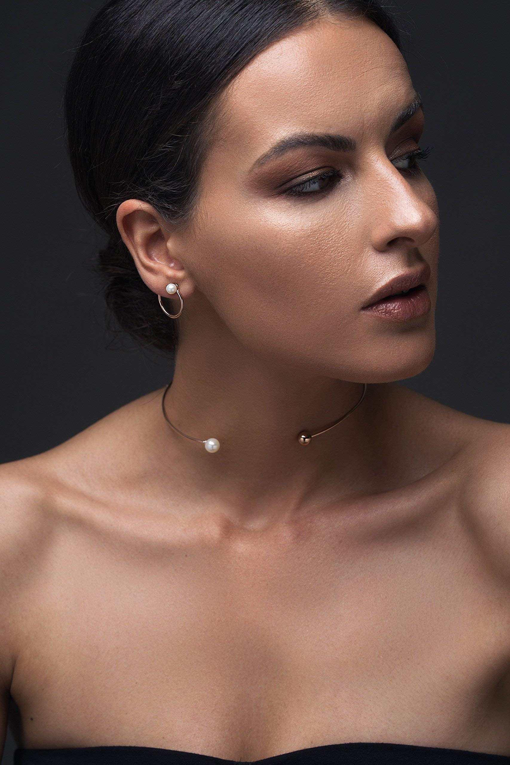 Elegant Rose Gold Pearl Choker Necklace - Minimalist Wedding & Bridal Jewelry, Mothers Day Gift for Women - Perfect for Weddings, Parties & Special Occasions