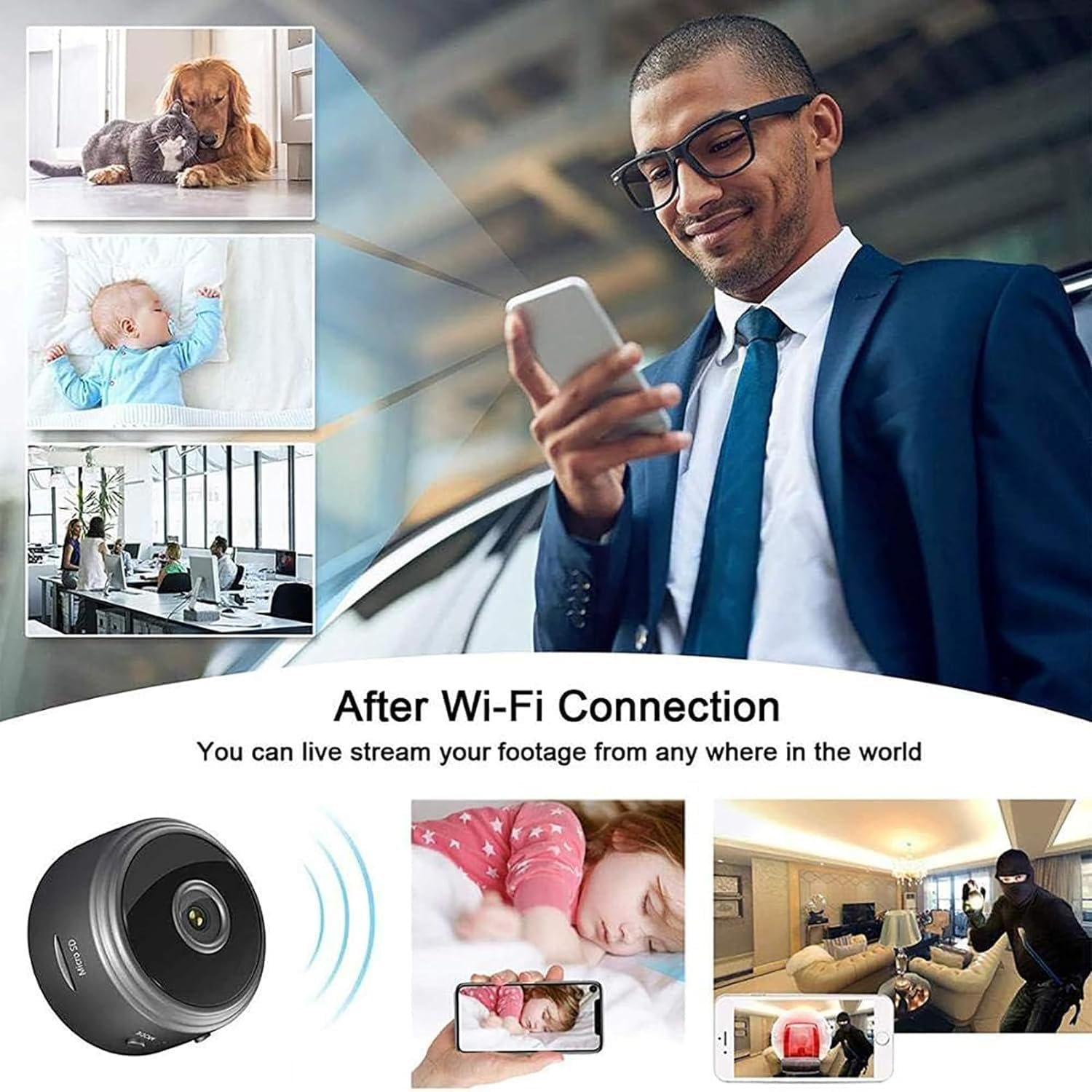 Fledimo Camtrix Magnetic Mini Security Camera - 1080p HD Wireless Hidden Spy Camera with App for Home, Office, Indoor & Outdoor Surveillance - Ideal for Baby Monitoring, Pet Watching & Property Protection (2 Pack)