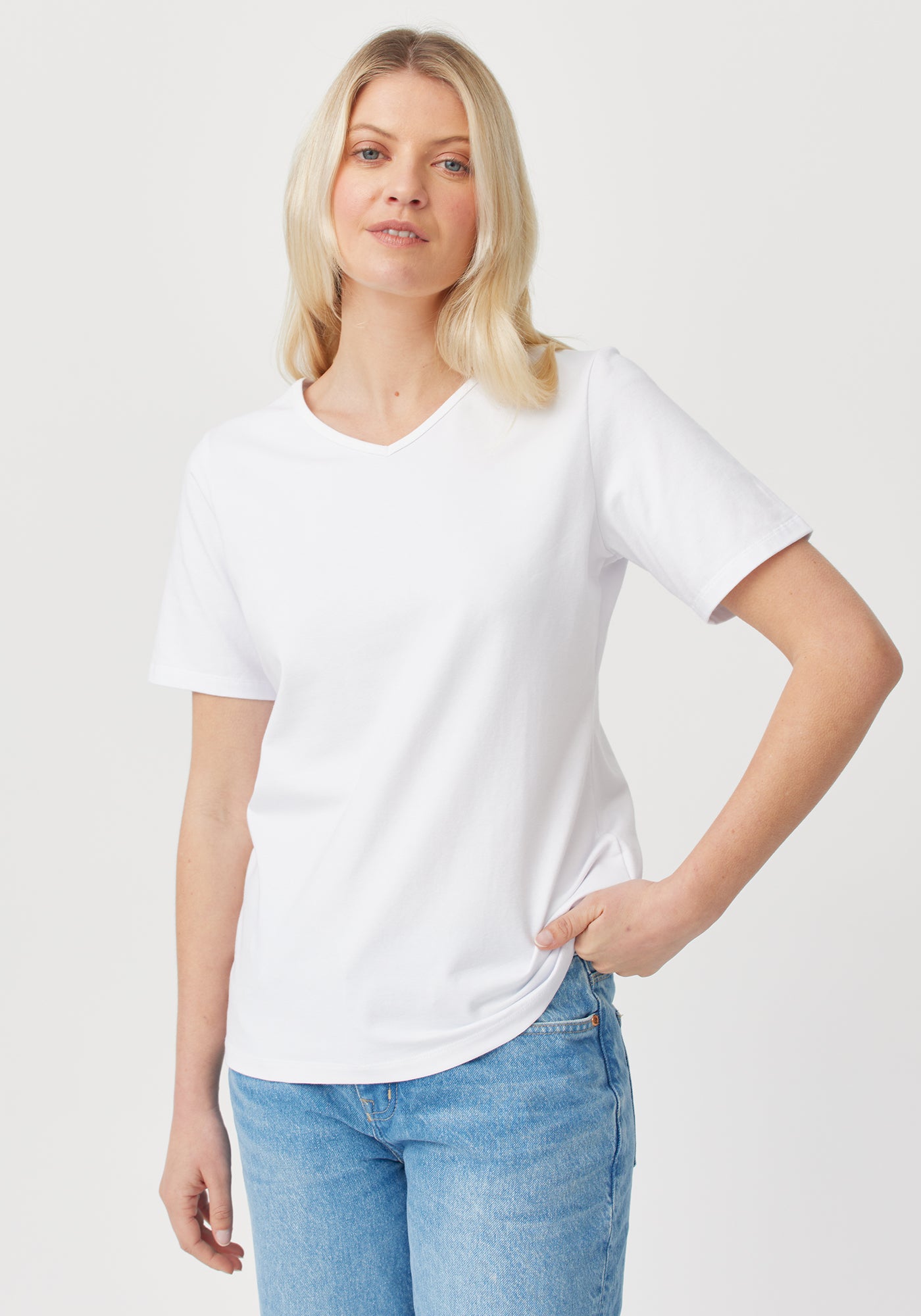 Organic Cotton V-Neck T-Shirt for Women - Soft Breathable Eco-Friendly Tee - Perfect for Casual Wear, Yoga & Everyday Comfort