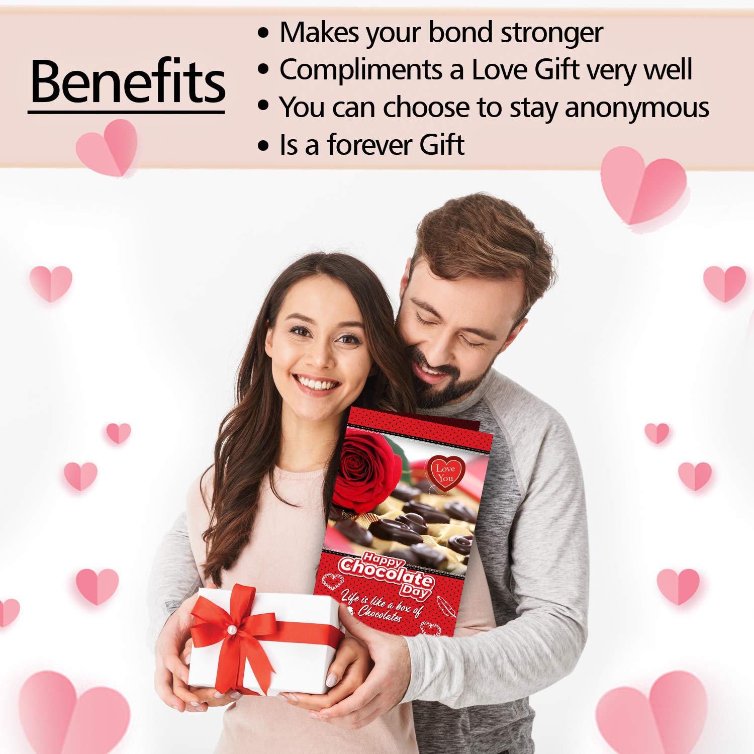 Love You Happy Chocolate Day Greeting Card with 2 Long-Lasting Nail Polishes - Perfect Gift for Women, Birthday, Anniversary & Valentine's Day | Life is Like A Box of Chocolates Theme
