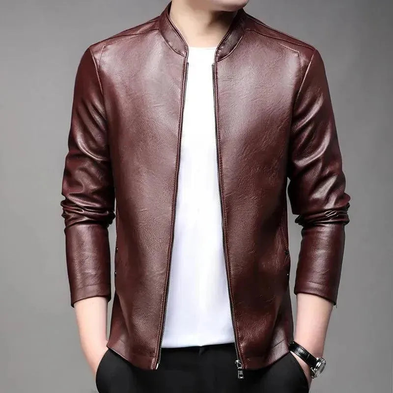Modern Slim Fit Men's Leather Jacket - Premium Genuine Leather Biker Jacket for Men - Stylish Outerwear for Motorcycle Riding, Casual Wear & Night Out