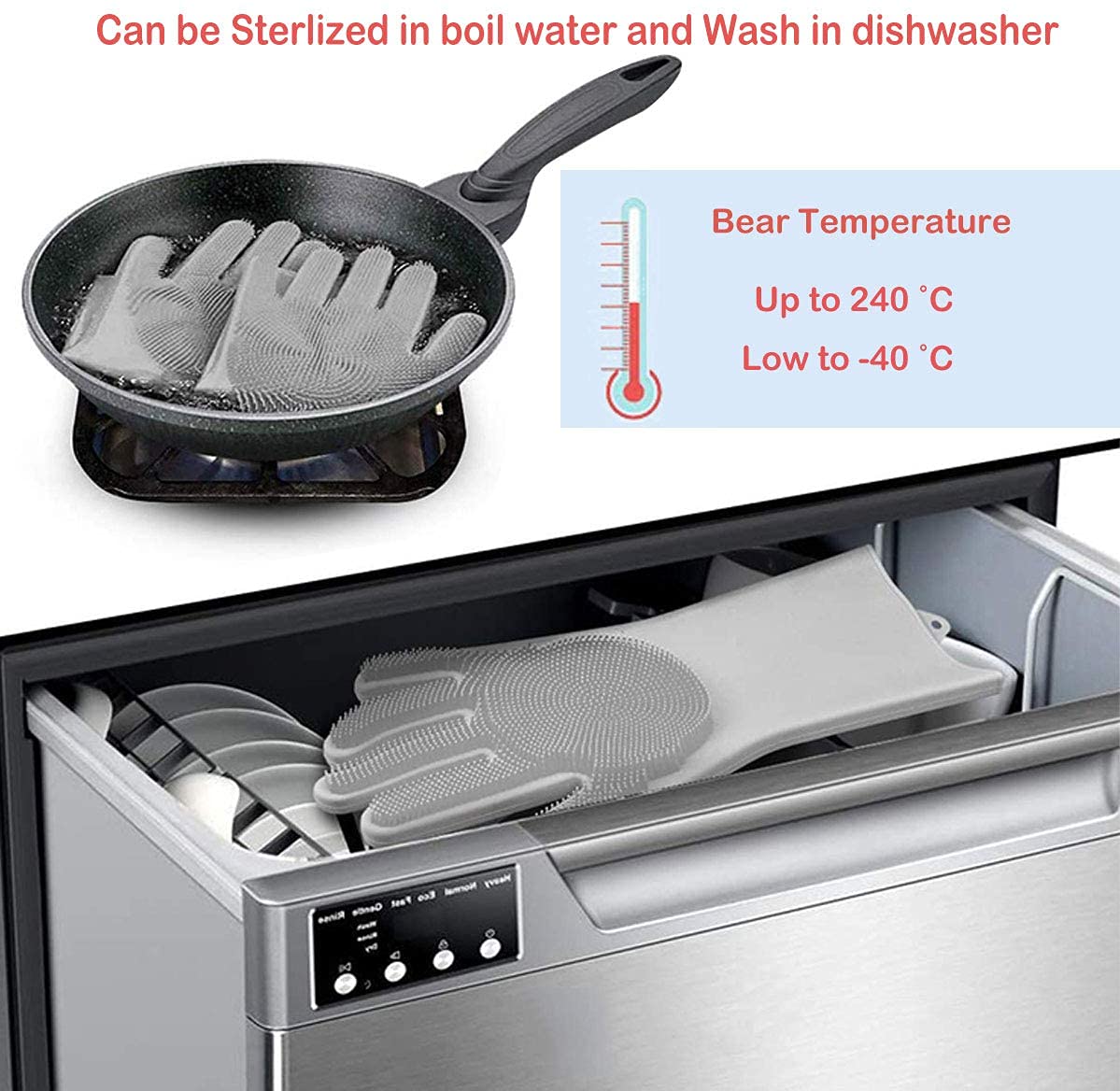 EQUVIA Pet Grooming & Cleaning Sponge Gloves - Silicone Scrubber Gloves for Dishwashing, Kitchen, Bathroom & Housework - Multipurpose Cleaning Gloves (1 Pair) - Perfect for Pet Bathing, Dish Cleaning & Household Chores