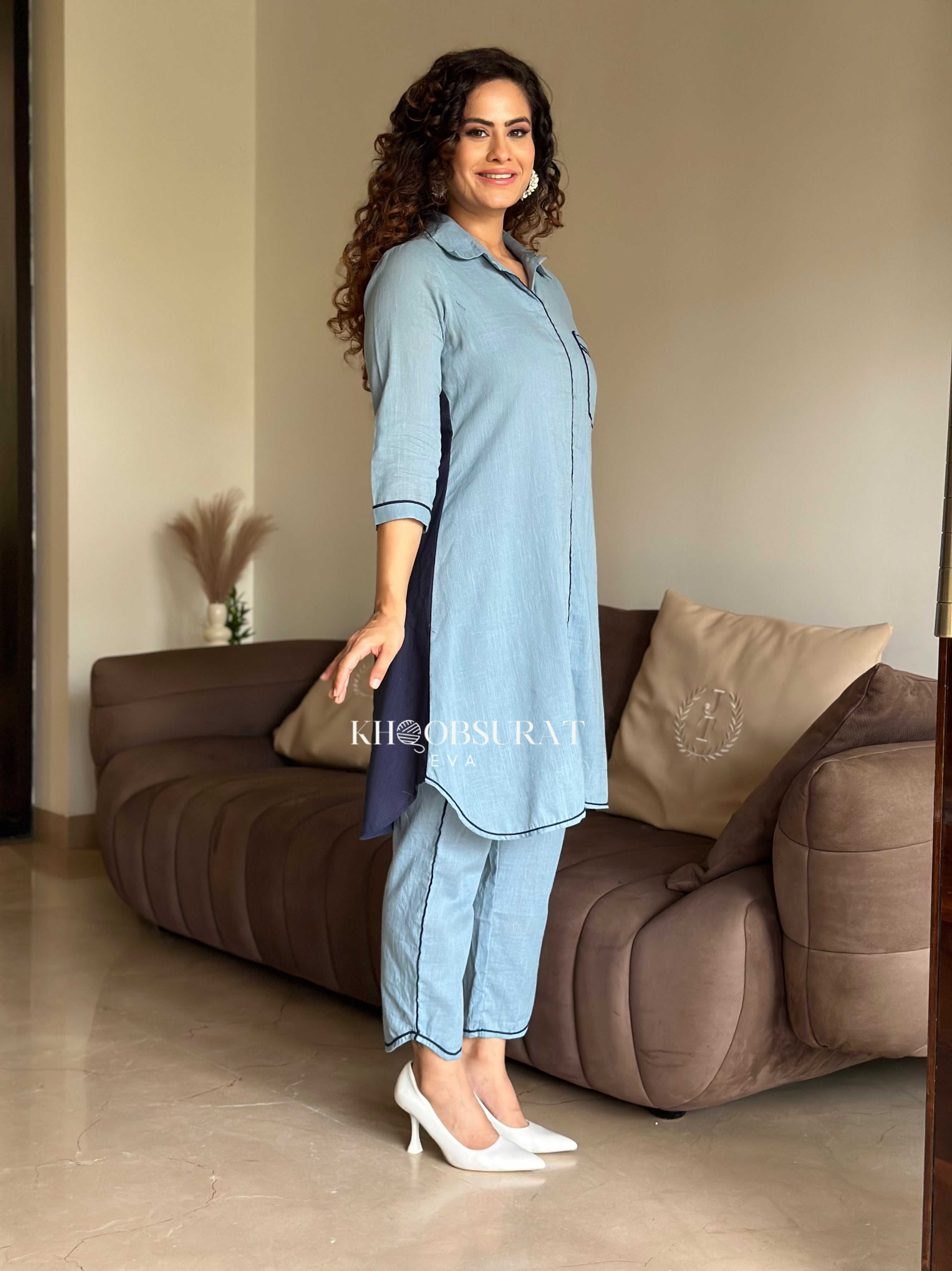 Stylish Blue Matching Outfit Set for Women | Trendy Two-Piece Coord | Perfect for Casual Wear, Beach Outings & Summer Fashion