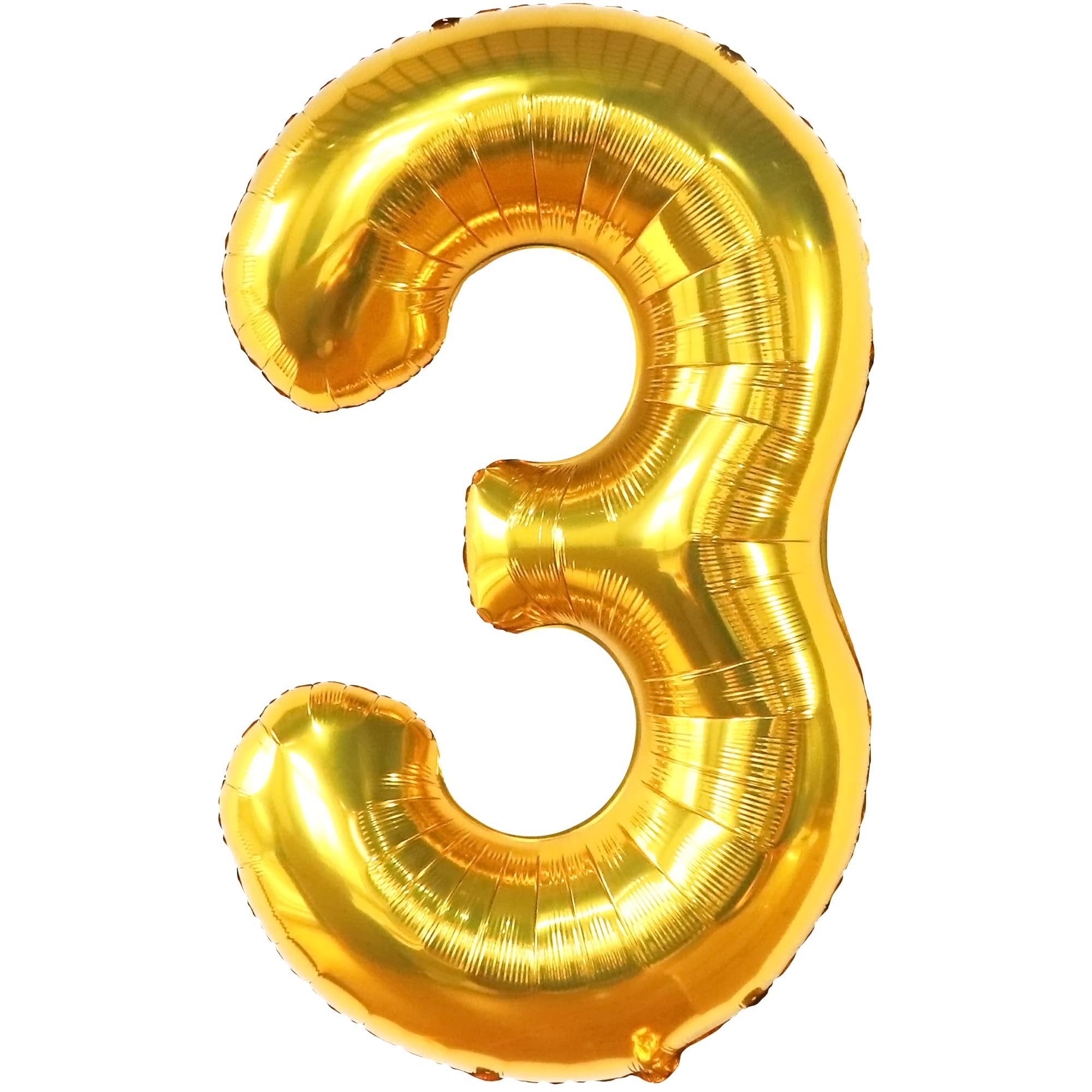 KatchOn 40 Inch Giant Gold Number 3 Balloon - Large Foil 3 Shaped Balloon for 3rd Birthday Party Decorations, Anniversary Celebrations, Baby Showers & Gender Reveals - Perfect for Boys Birthday, 3 Year Old Party Decor & Photo Backdrops