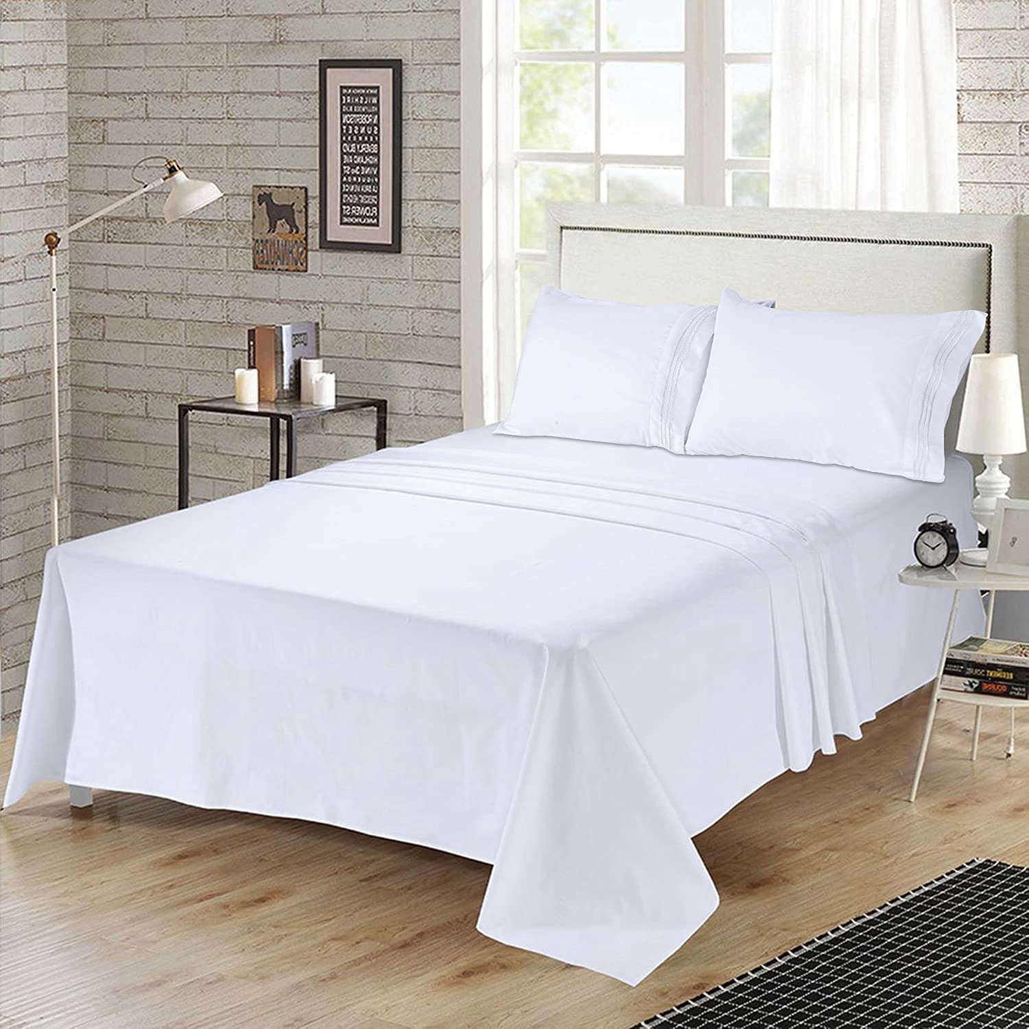 Luxury Anvo 1800 Thread Count Microfiber Bed Sheets Set - Hypoallergenic, Ultra Soft Brushed Fabric, 16