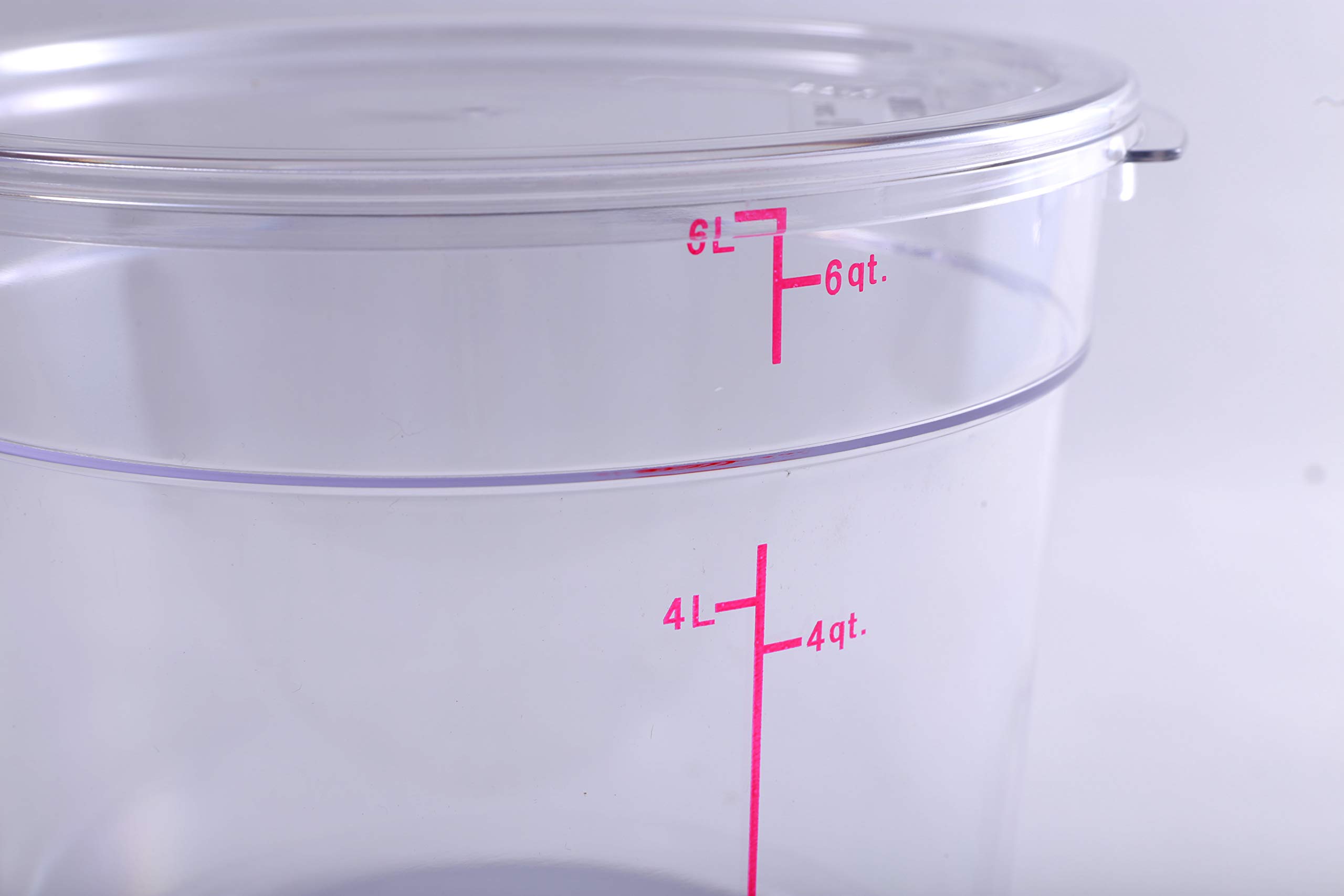 Premium 6 Qt Commercial Grade Round Food Storage Containers with Lids - BPA-Free Polycarbonate, Clear (Set of 5) - Ideal for Restaurants, Catering & Bulk Food Storage