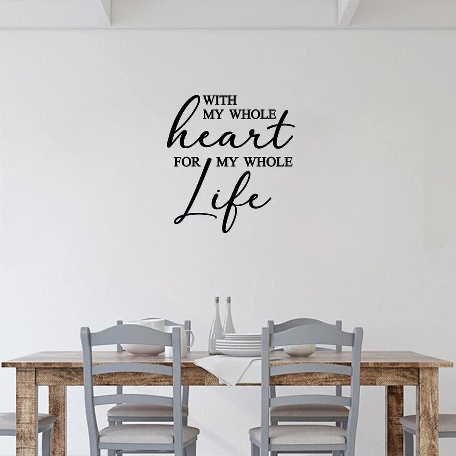 Custom Large Vinyl Wall Decals for Bedroom, Nursery, Kitchen, Dining & Bathroom - My Whole Heart for My Whole Life Wall Art - Easy to Remove Above Bed Decor - Perfect for Home, Office & Dorm Room