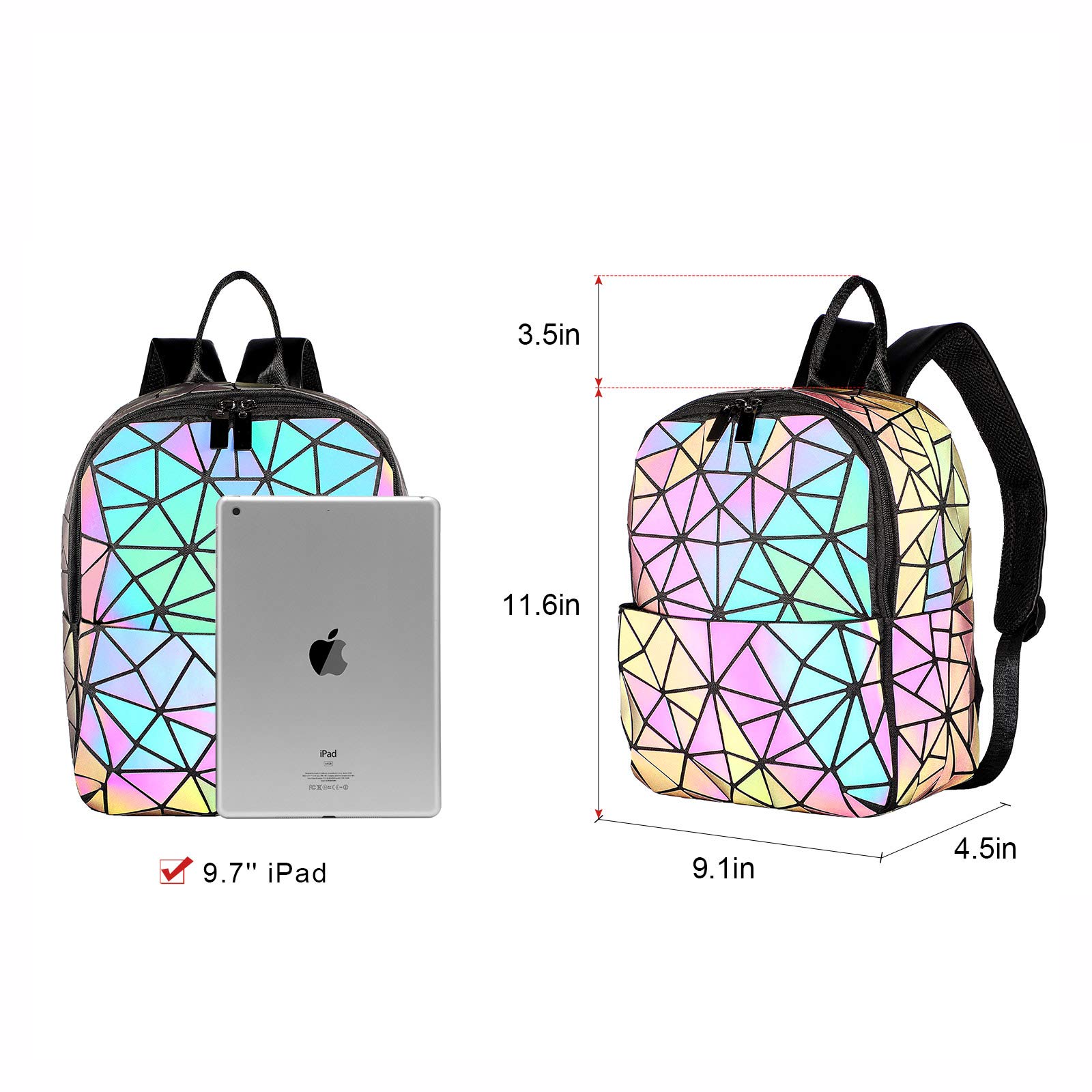 LOVEVOOK Geometric Luminous Crossbody Bag for Women - Holographic Reflective Purse with Wallet - Perfect for Night Out, Parties, and Festival Accessories