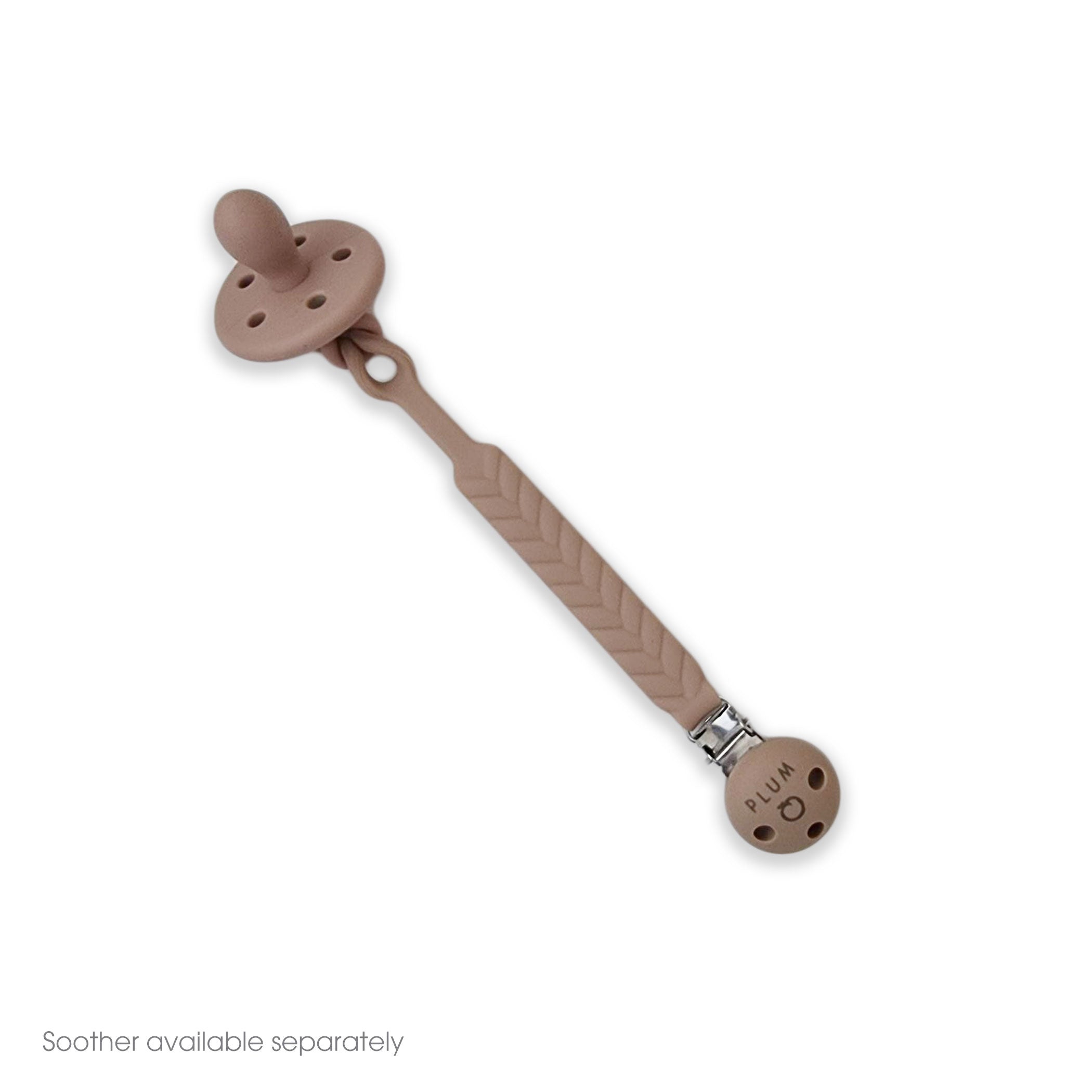 PLUM Silicone Soother Connector - Nutmeg Color | Baby Pacifier Holder Clip for Strollers, Car Seats & Outings | BPA-Free Teething Toy Accessory