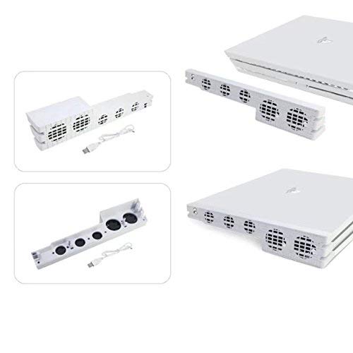 OSTENT 5-Speed Super Turbo Cooling Fan with Temperature Control - White PS4 Pro Cooling System | Prevent Overheating for Gaming & Streaming Sessions