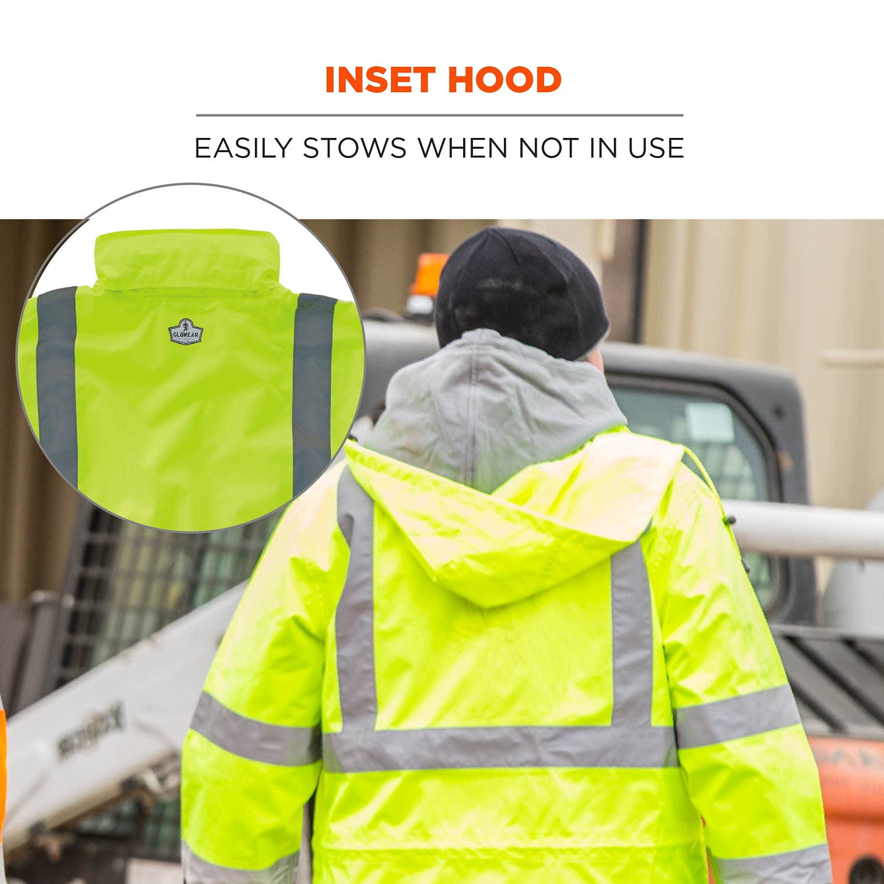 Ergodyne Standard Rain Jacket - Waterproof & Lightweight Outdoor Jacket for Hiking, Camping & Work - Men's & Women's Raincoat for All-Weather Protection