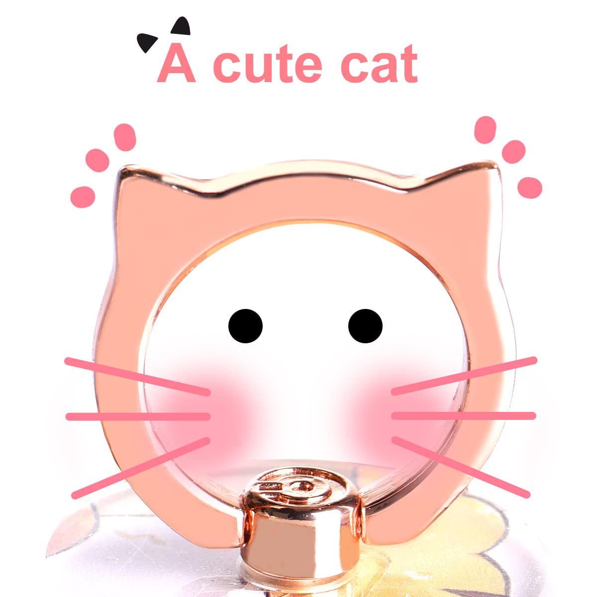 Cat Phone Ring Holder - EI Sonador Clear Transparent Cell Phone Stand with Finger Grip (2 Silver Cats) for iPhone, Samsung & Smartphones - Perfect for Watching Videos, Taking Selfies & Secure Grip