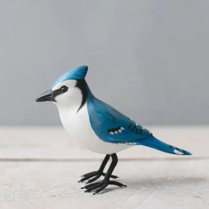 Aviologie Mini Blue Jay Bird Sculpture - Handcrafted Ceramic Figurine for Home Decor, Garden, and Office | Perfect Gift for Bird Lovers & Nature Enthusiasts
