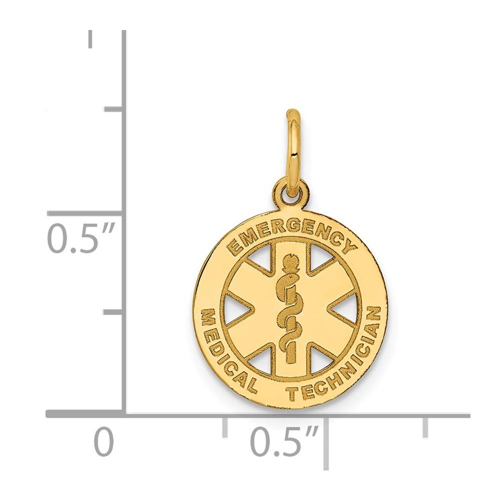 14K Yellow Gold Small EMT Medical Charm Pendant - Jewelry for First Responders & Healthcare Heroes | Perfect for Nurses, Doctors & EMTs Gifts