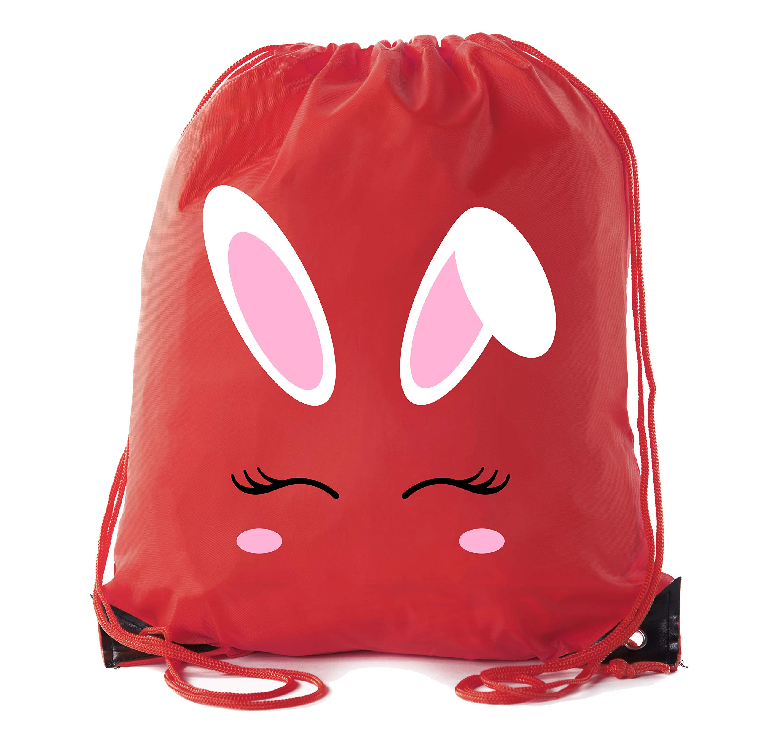 Easter Basket Bags with Bunny Face - Bulk Drawstring Backpacks for Easter Party Favors & Goodie Bags | Easter Egg Hunt, Classroom Treats, Kids Gift Bags