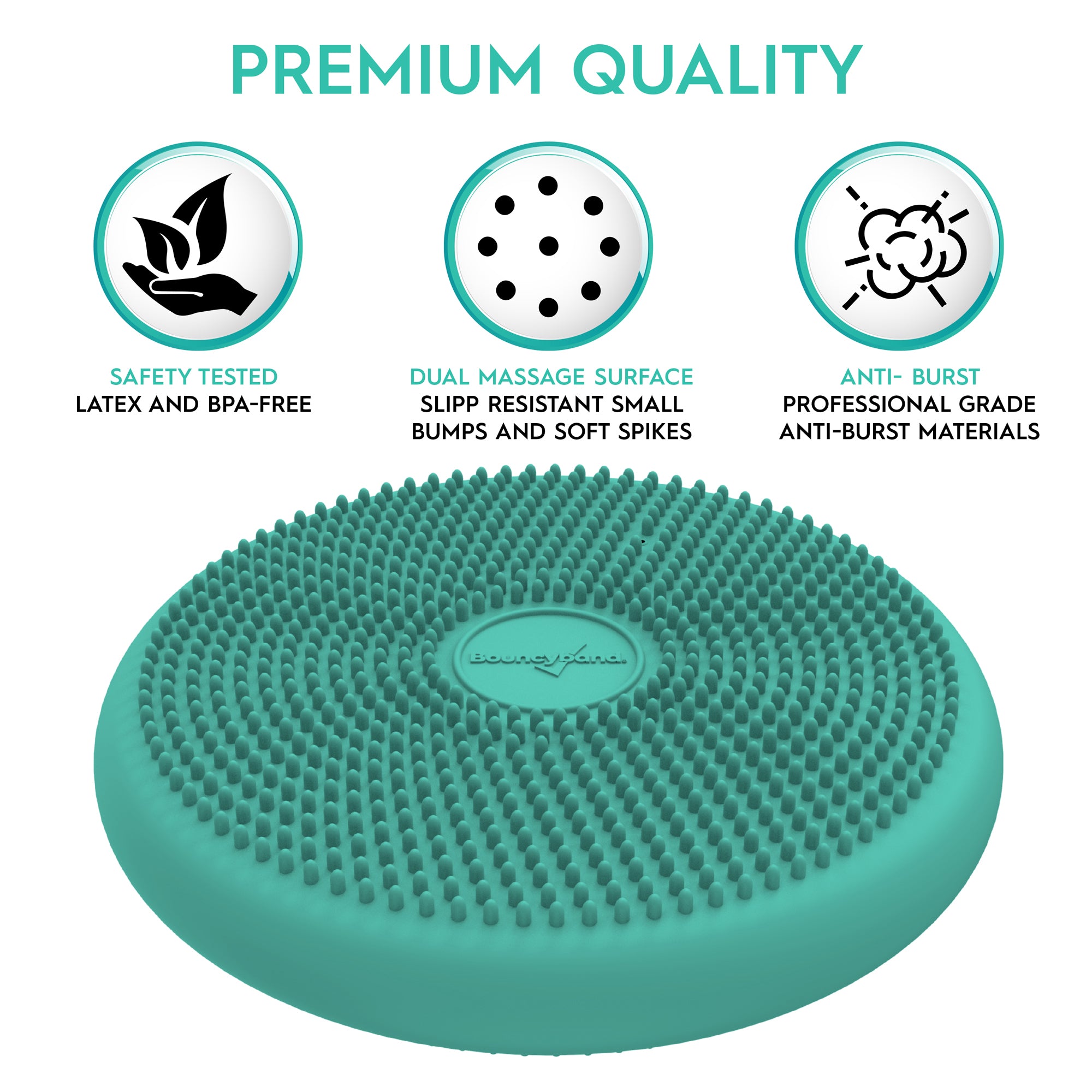 Bouncyband Big Wiggle Seat Sensory Cushion - Mint Green Flexible Seating for Kids | Improves Focus & Movement | Perfect for Classroom, Homeschool & ADHD Therapy