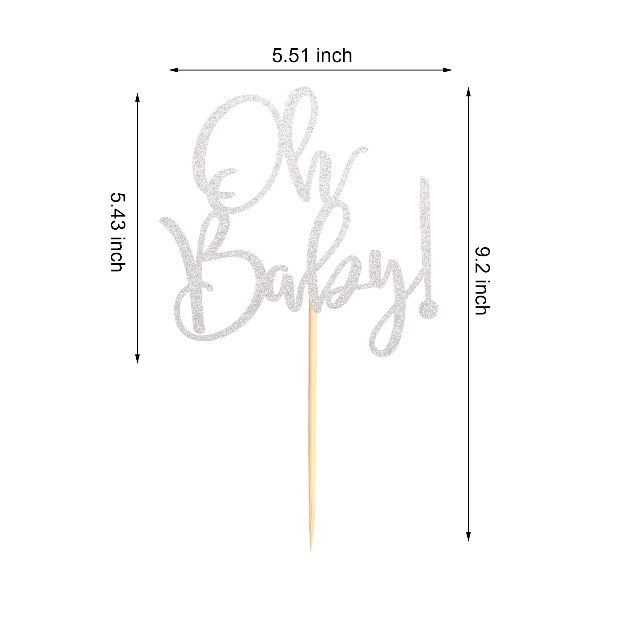 Baby Shower Cake Toppers - Silver Glitter Cake Picks for Baby Shower & Kids Birthday Party Decorations | Gender Reveal, 1st Birthday, Newborn Celebration Party Supplies