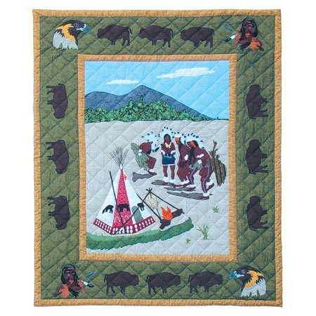 Patch Magic American Indian Lap Quilt 50x60 Inches - Handmade Southwestern Style Throw Blanket for Sofa, Bed & Kitchen Decor