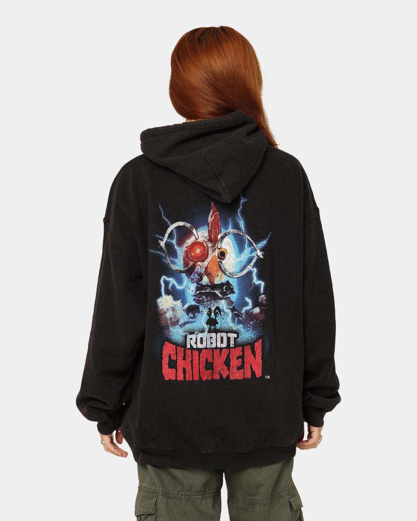 Robot Chicken Vintage Hoodie - Black Wash | American Thrift | Official Merchandise | Perfect for Cosplay, Anime Conventions & Casual Wear