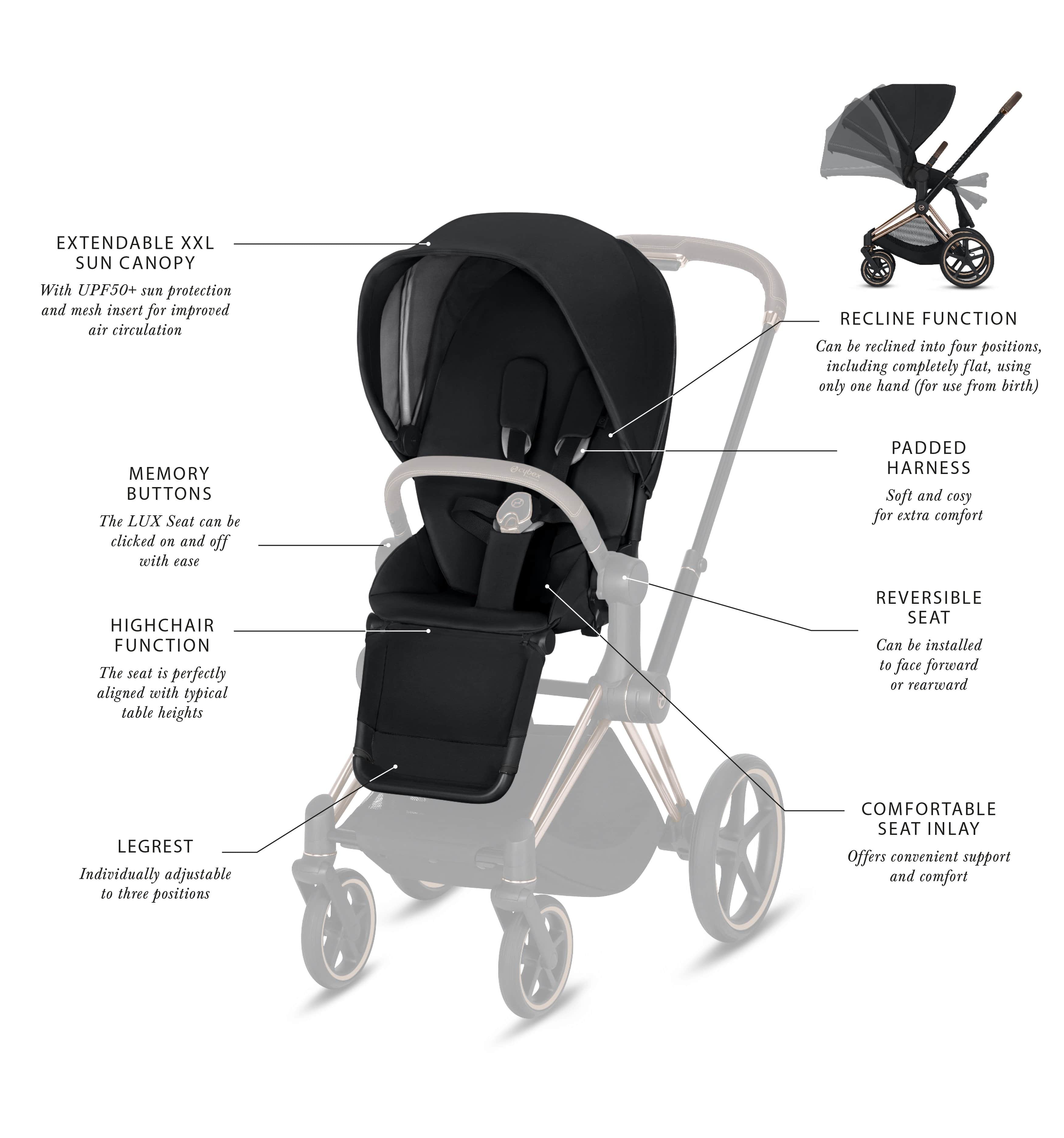 Cybex Priam Stroller Seat Pack in Spring Blossom - Waterproof Storage Bag for Baby Essentials | Perfect for Travel, Shopping & Daily Walks
