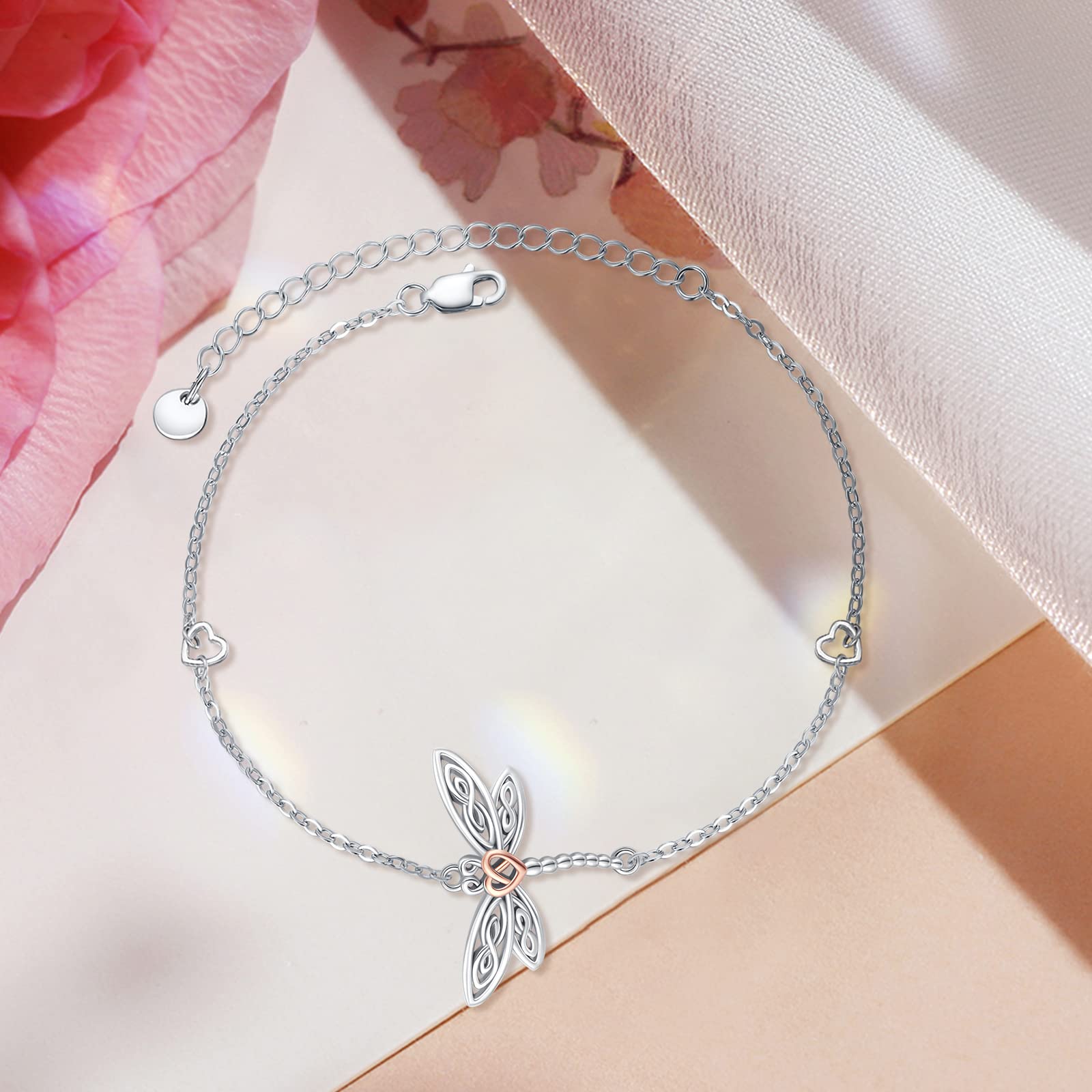 MEDWISE 925 Sterling Silver Celtic Dragonfly Bracelet for Women - Elegant Dragonfly Jewelry for Teens, Mom & Daughter - Perfect Christmas Gift for Her - Ideal for Everyday Wear, Special Occasions & Birthday Presents
