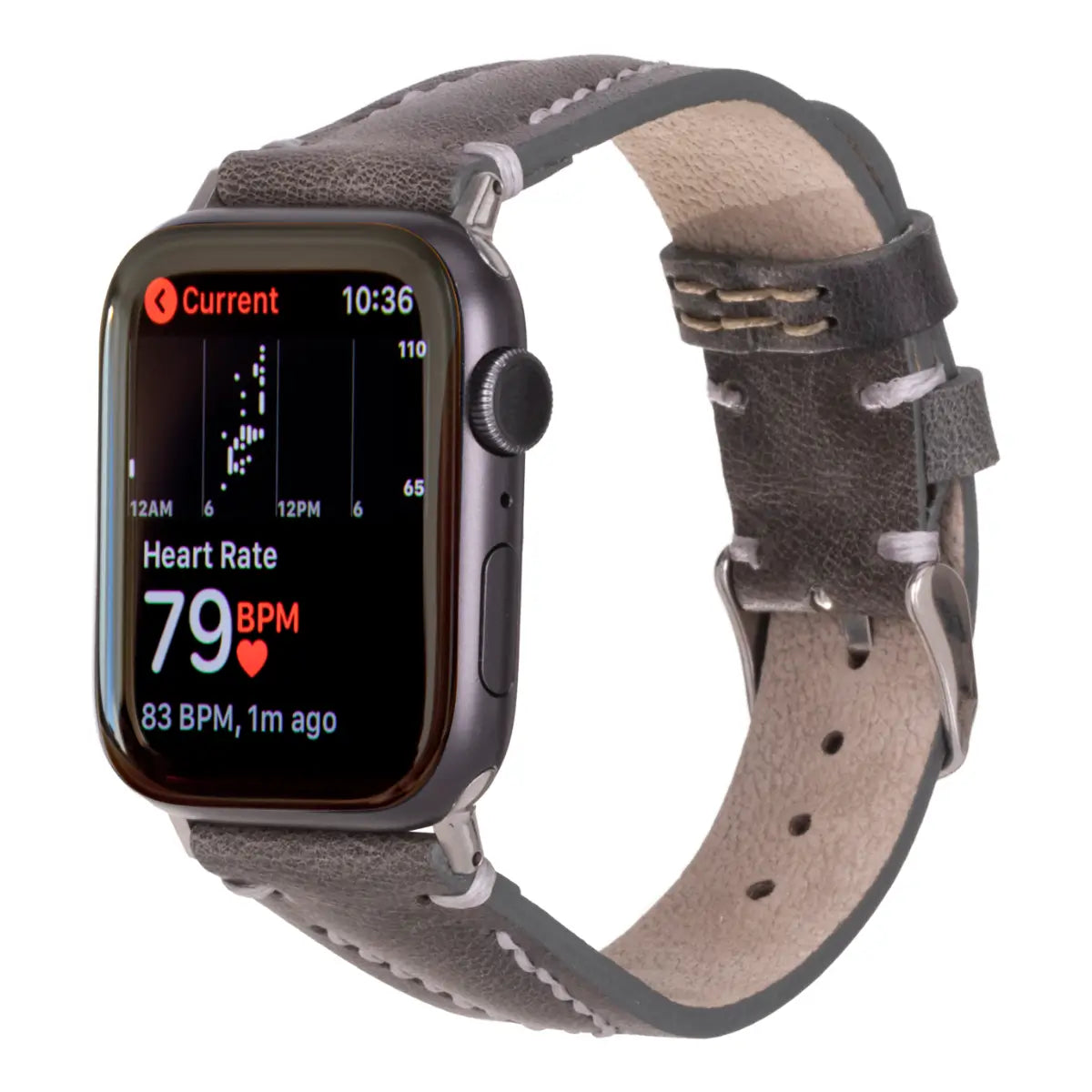 Premium Burnished Gray Leather Sport Band for Apple Watch – Durable & Stylish for Workouts, Running & Everyday Wear (Avila Design)