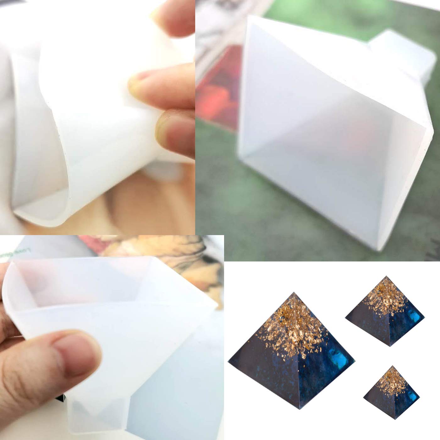 Markeny 5-Piece Pyramid & Cube Silicone Mold Set for DIY Resin Casting - Clear Epoxy Molds for Jewelry, Keychains, Home Decor Crafts - Perfect for Beginners & Professional Art Projects
