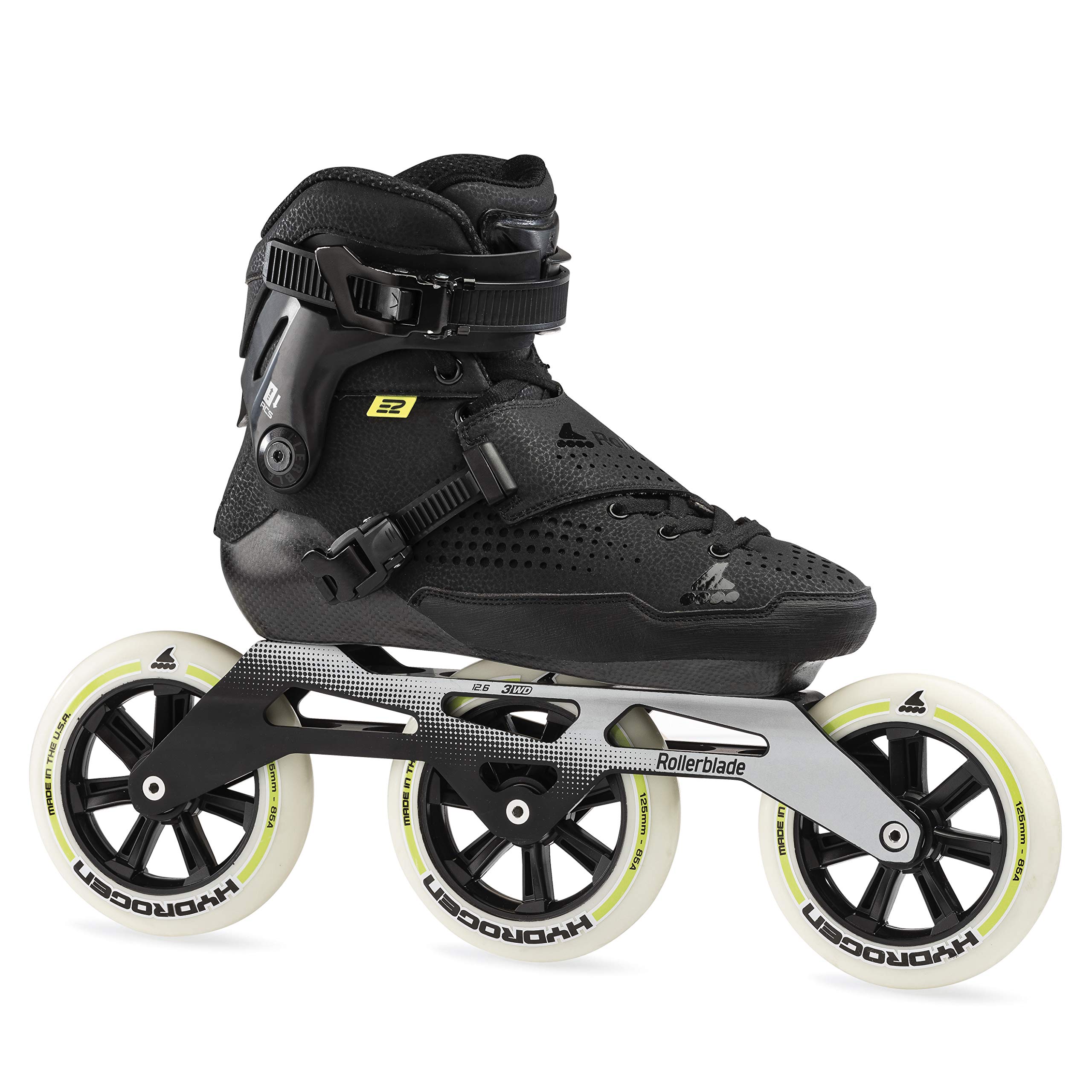 Rollerblade E2 Pro 125 Unisex Adult Fitness Inline Skates - Black Premium Roller Skates for Men & Women - Perfect for Outdoor Exercise, Fitness Training & Recreational Skating