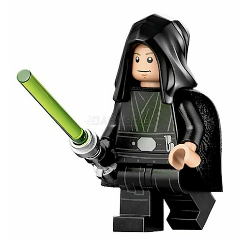 LEGO Star Wars Luke Skywalker Jedi Master Minifigure with Black Hood and Cape - Perfect for Collectors, Displays, and Role-Playing Scenes
