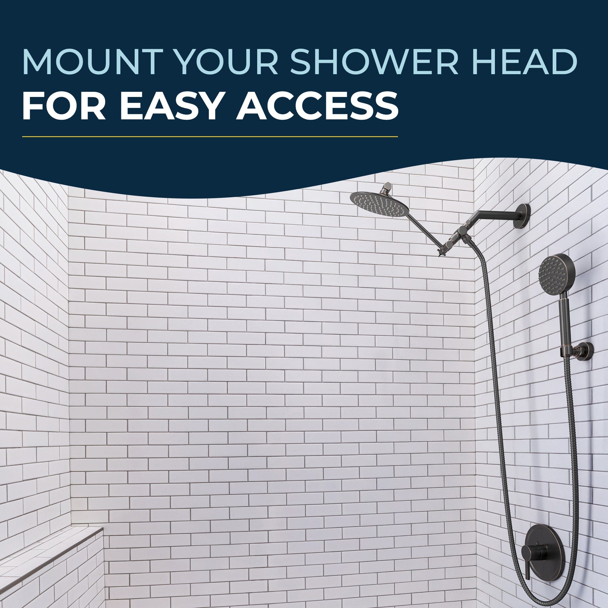 Stainless Steel Handheld Shower Head Holder - Universal Wall Mount Bracket for Bathroom, Adjustable Shower Arm with Non-Slip Grip - Perfect for Bath, Shower & Spa Relaxation