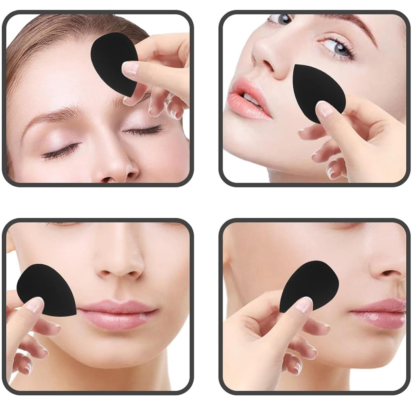 6PCS Mini Makeup Sponge Set - Small Beauty Blender for Foundation, Powder, Concealer & Eyeshadow - Soft Purple & Black Cosmetic Sponges - Perfect for Travel, Daily Makeup & Professional Makeup Artists