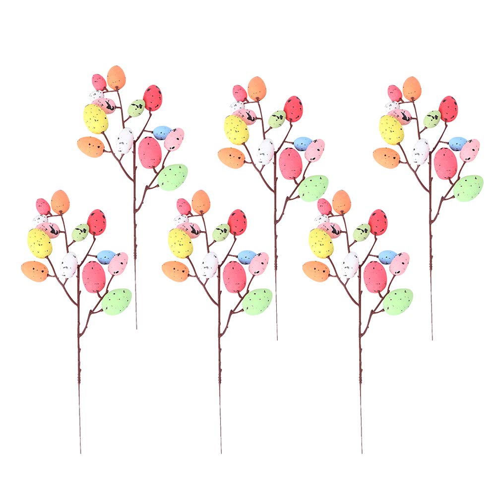LUOZZY Easter Egg Bouquets - 6 Pcs Creative Egg Tree Branches Flower Picks for Easter Party Favors, Home Decor, and Spring Centerpieces - Perfect for Easter Celebrations, Table Decorations, and Gift Giving
