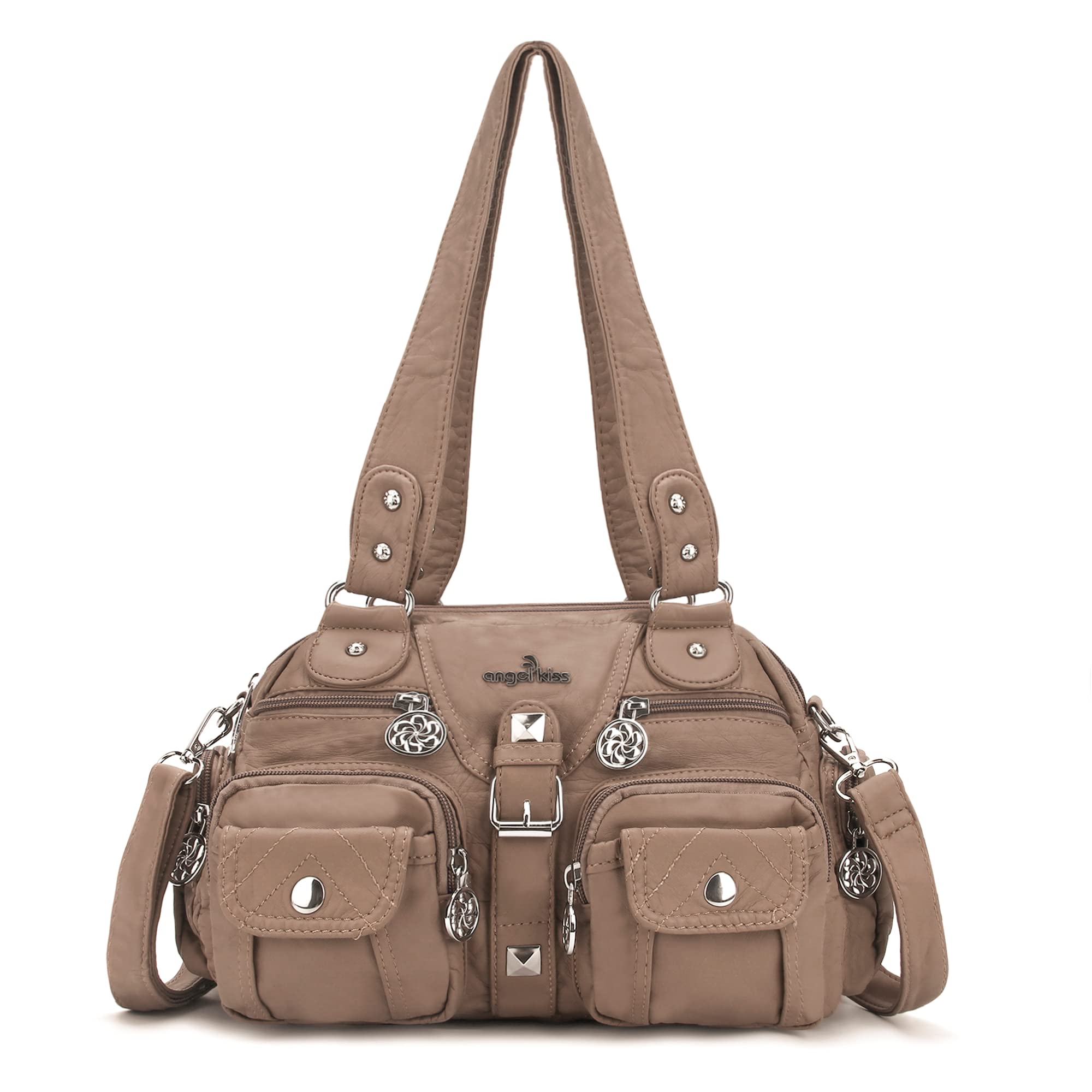 Angel Kiss Women's Crossbody Shoulder Bag - Multipocket Soft Leather Hobo Purse with Removable Strap | Perfect for Work, Travel & Everyday Use