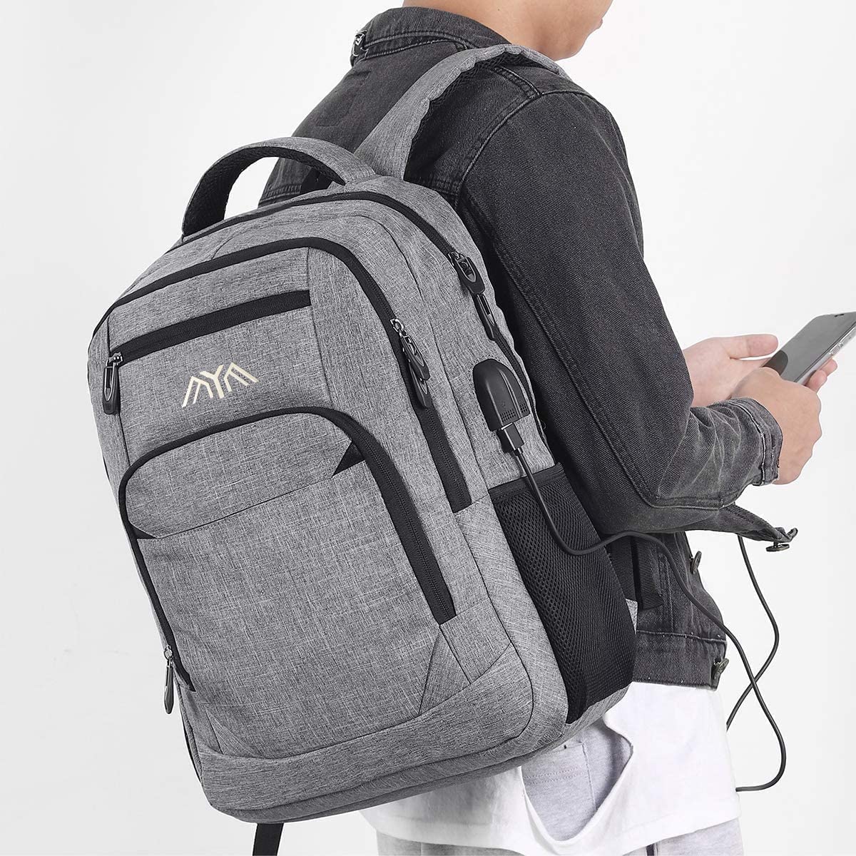 15.6 Inch Laptop Backpack for Men & Women - USB Charging Port, College School Backpack with Dedicated Laptop Compartment - Perfect for Business, Travel, Office & Daily Commute