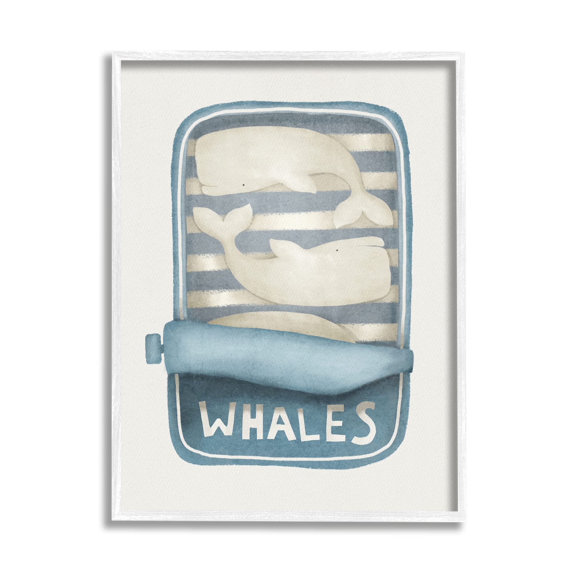 Stupell Industries Whimsical Whale Tuna Can Art Print - Sea Life Wall Decor by Leah Straatsma - Perfect for Beach House, Nursery & Coastal Themed Rooms
