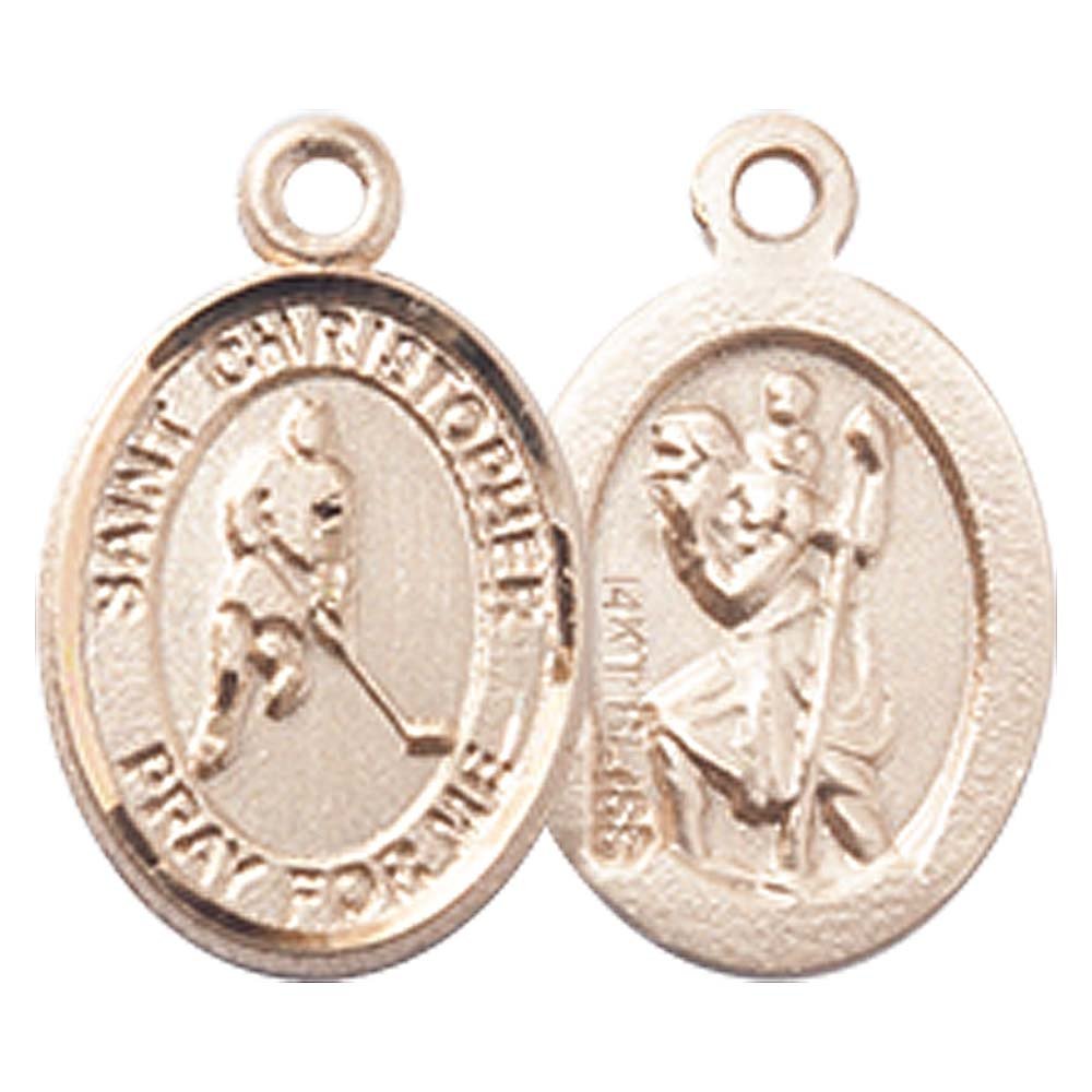 14kt Gold St. Christopher Medal for Travelers & Hockey Players - Patron Saint of Safe Journeys & Sports Protection - Perfect for Necklaces, Gifts & Athlete Blessings